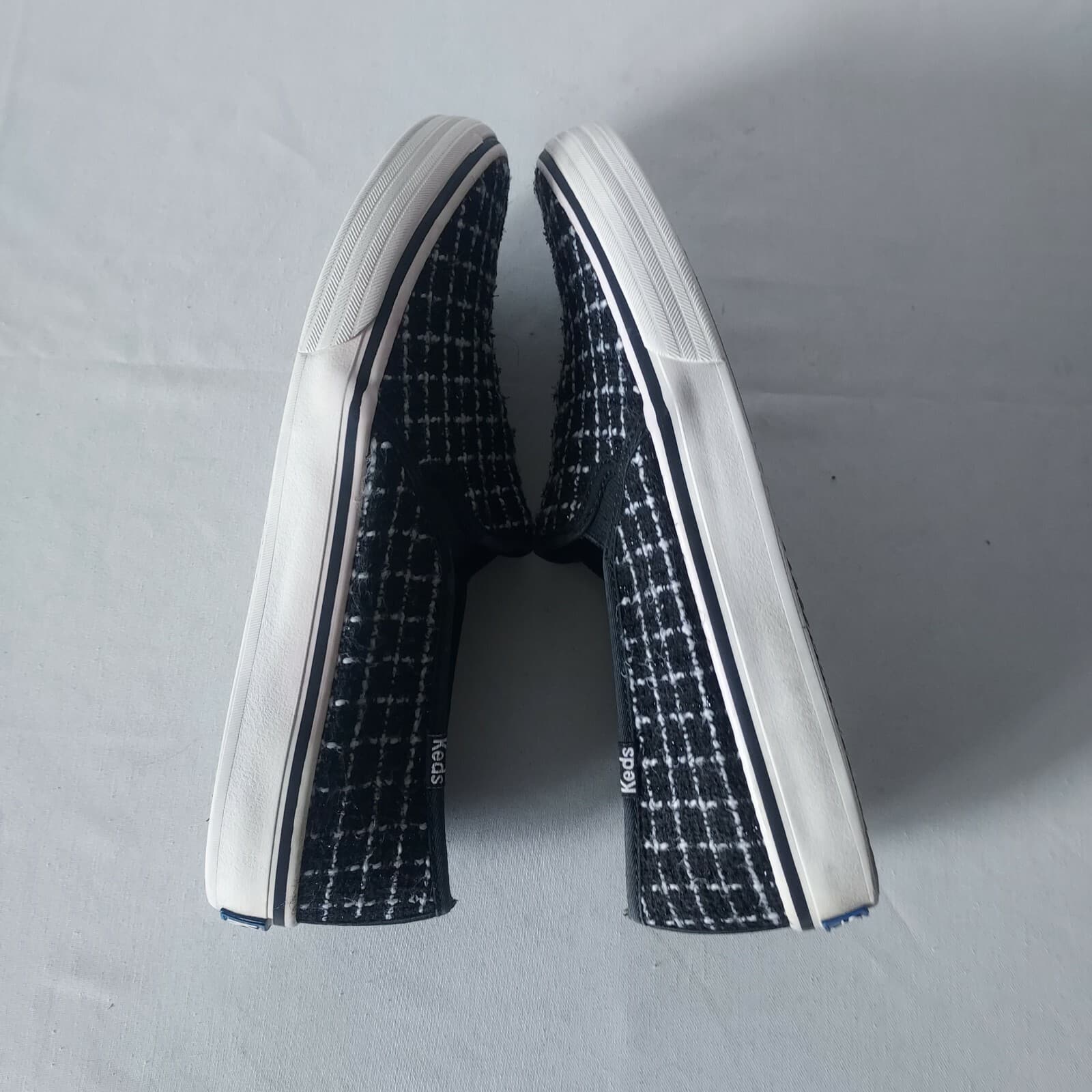 Keds Double Decker Tweed Slip-On Fashion Sneaker Metallic Black Women US8.5 - Thumbnail 6