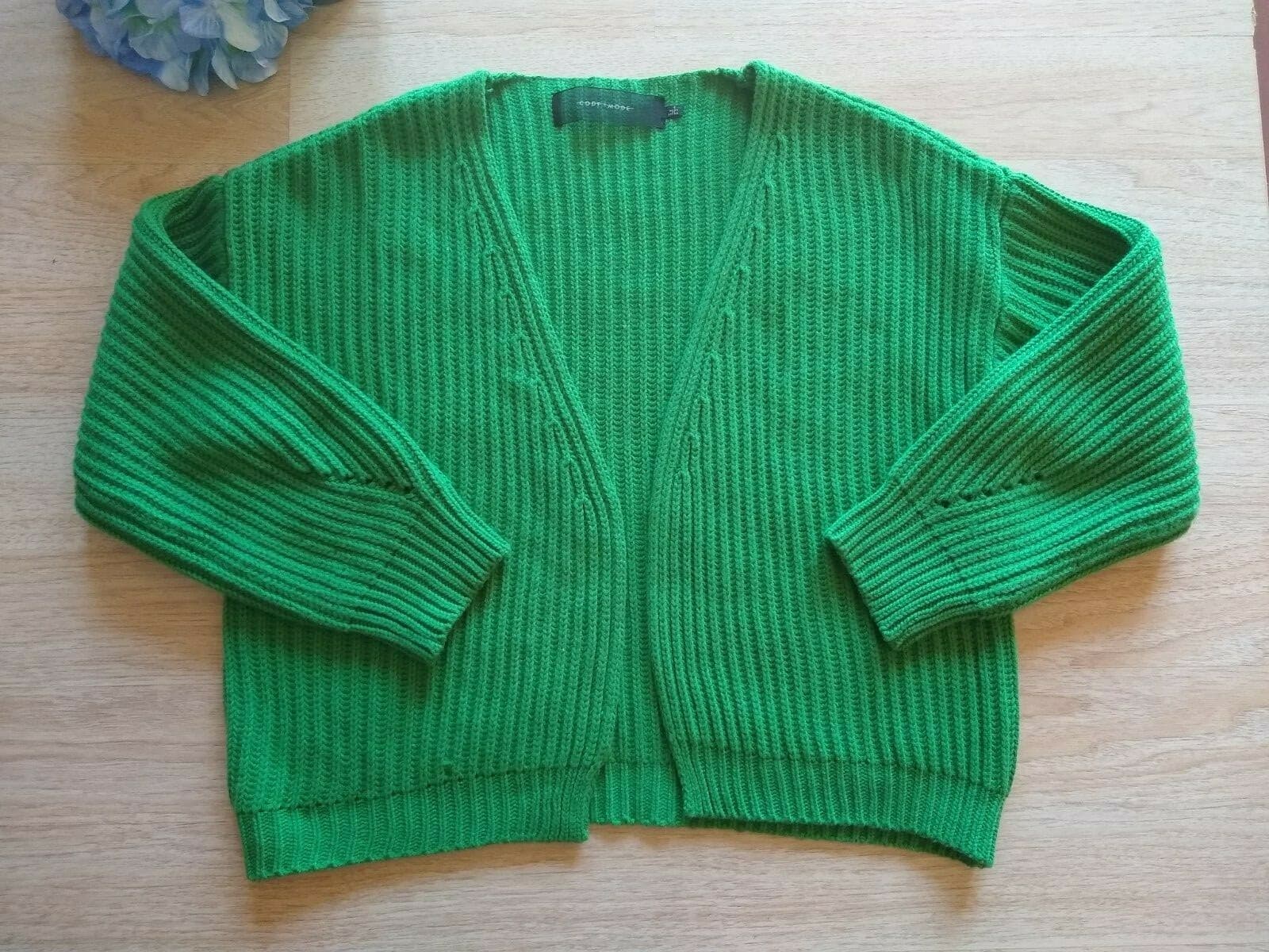 CODE x MODE Cable Knit Open Front Cardigan Long Sleeve 100% Acrylic Women Sz.L - Thumbnail 3