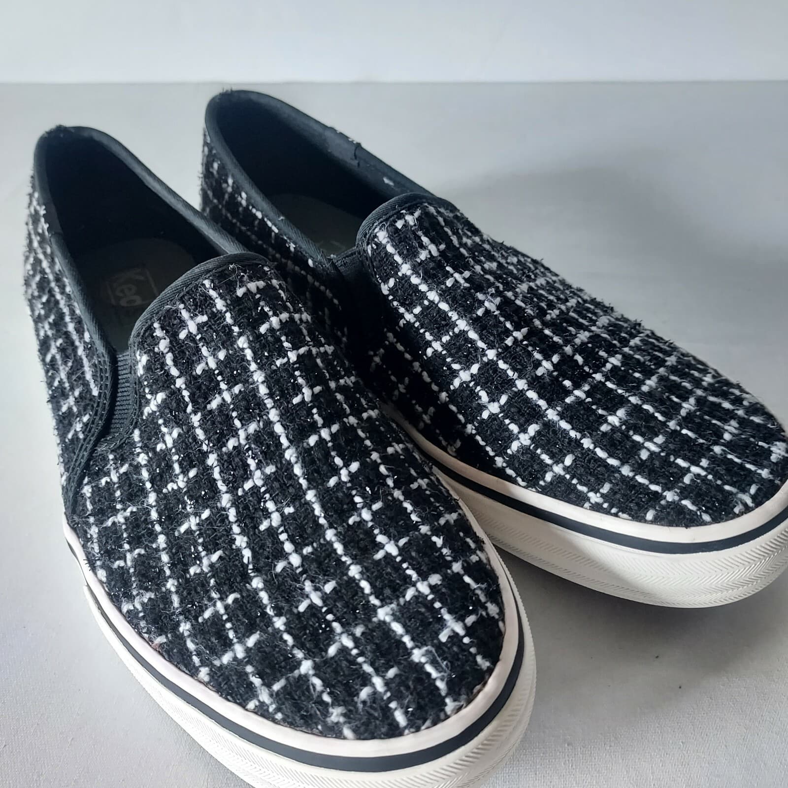 Keds Double Decker Tweed Slip-On Fashion Sneaker Metallic Black Women US8.5 - Thumbnail 4