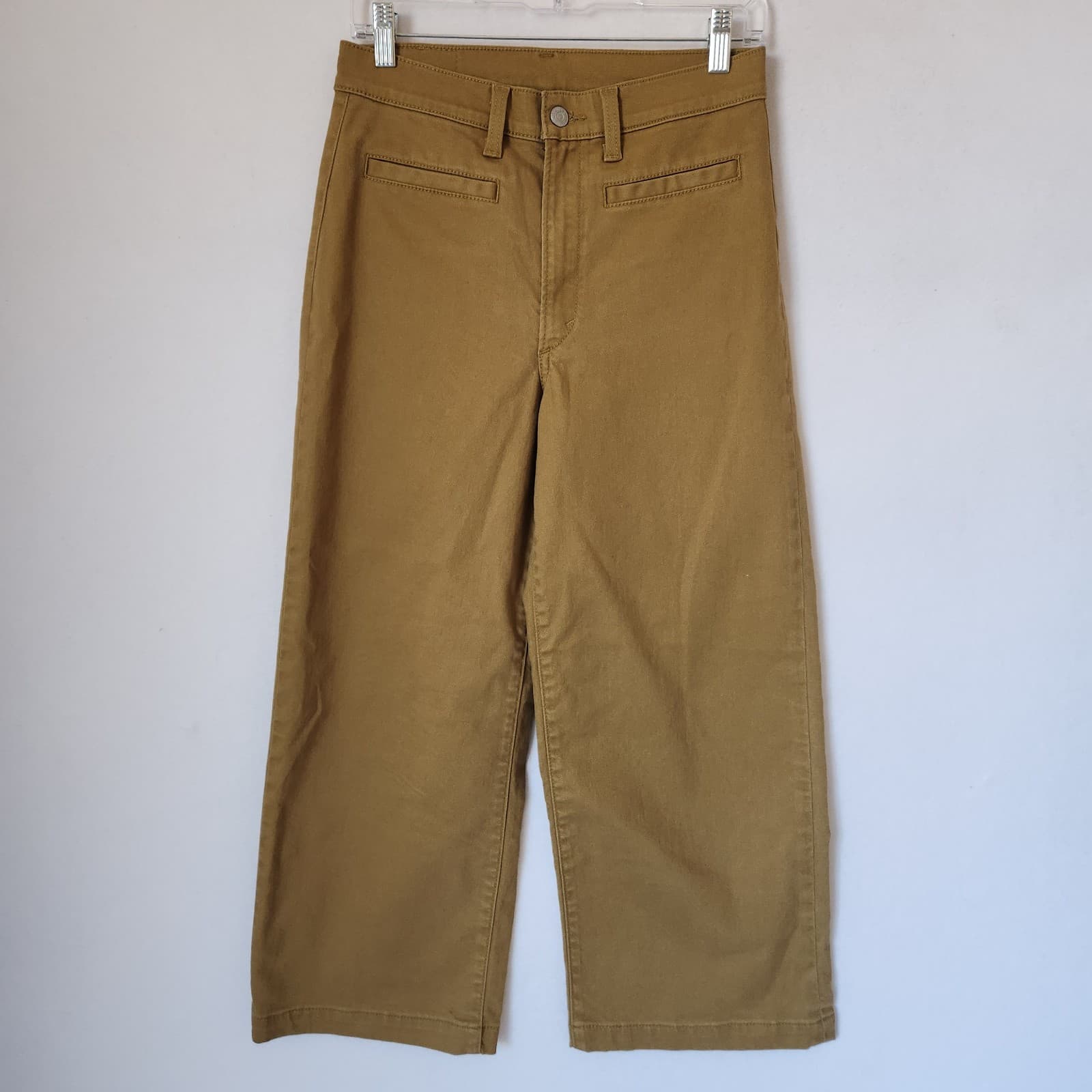 NEW Levi's Not For Resale Straight Wide Leg Crop Pants Jeans Zip Dull Gold Sz.27 - Thumbnail 2