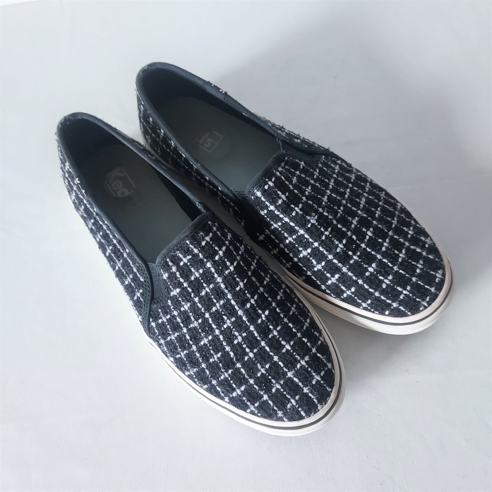 Keds Double Decker Tweed Slip-On Fashion Sneaker Metallic Black Women US8.5 - Thumbnail 3