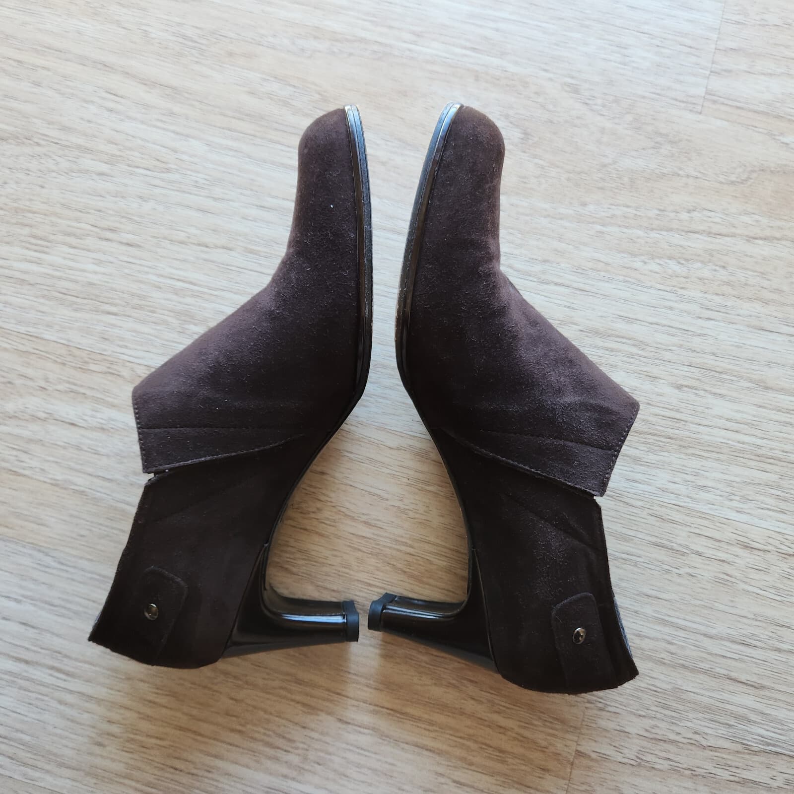 Stuart Weitzman Brown Suede Pumps Booties Elastic Gusset Slip-On Women US6.5M - Thumbnail 7
