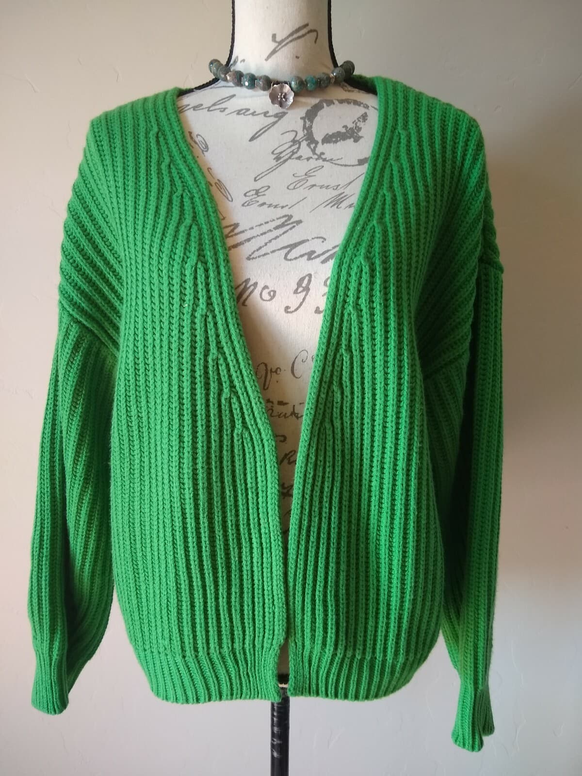 CODE x MODE Cable Knit Open Front Cardigan Long Sleeve 100% Acrylic Women Sz.L - Thumbnail 2