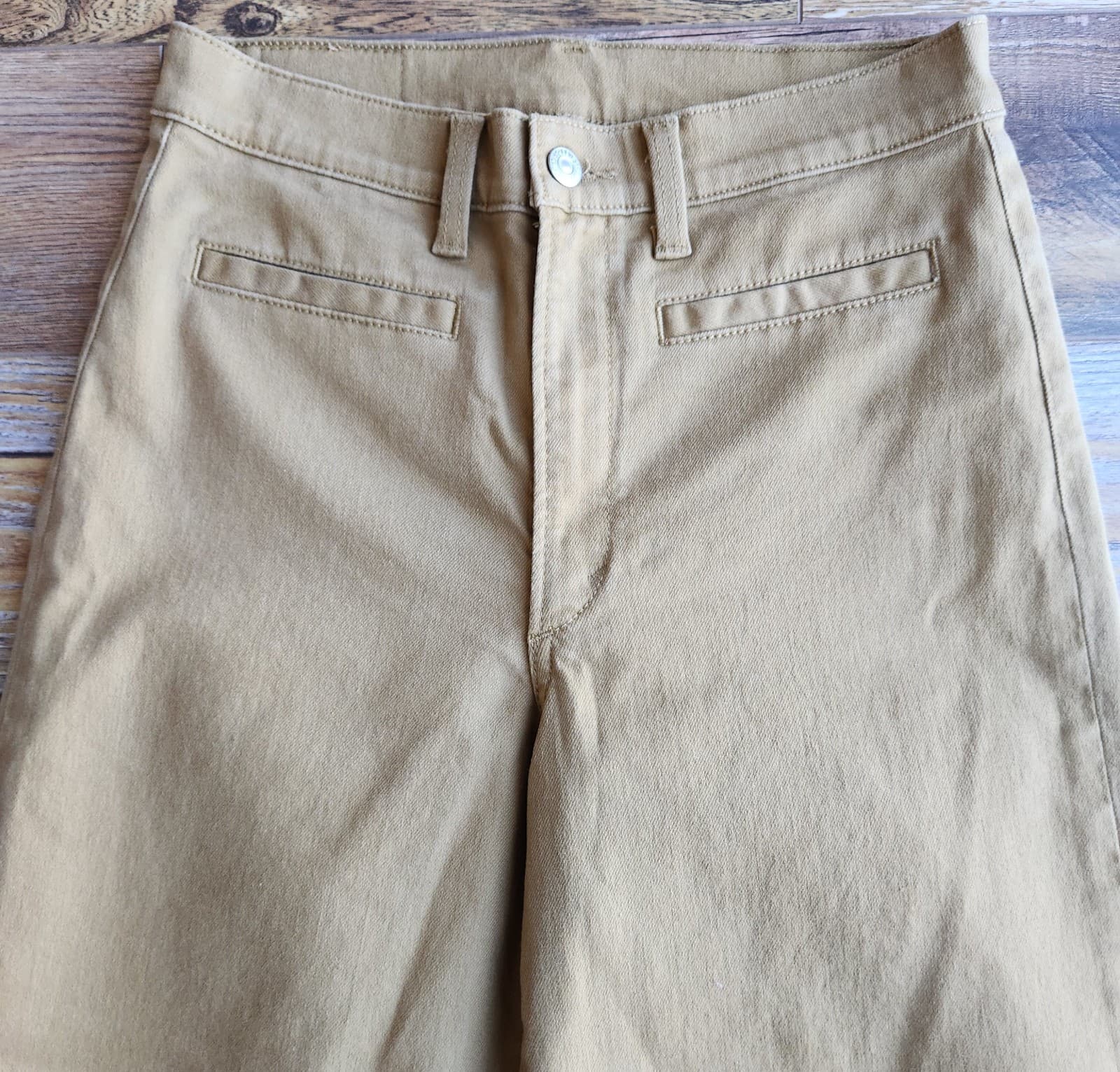 NEW Levi's Not For Resale Straight Wide Leg Crop Pants Jeans Zip Dull Gold Sz.27 - Thumbnail 4