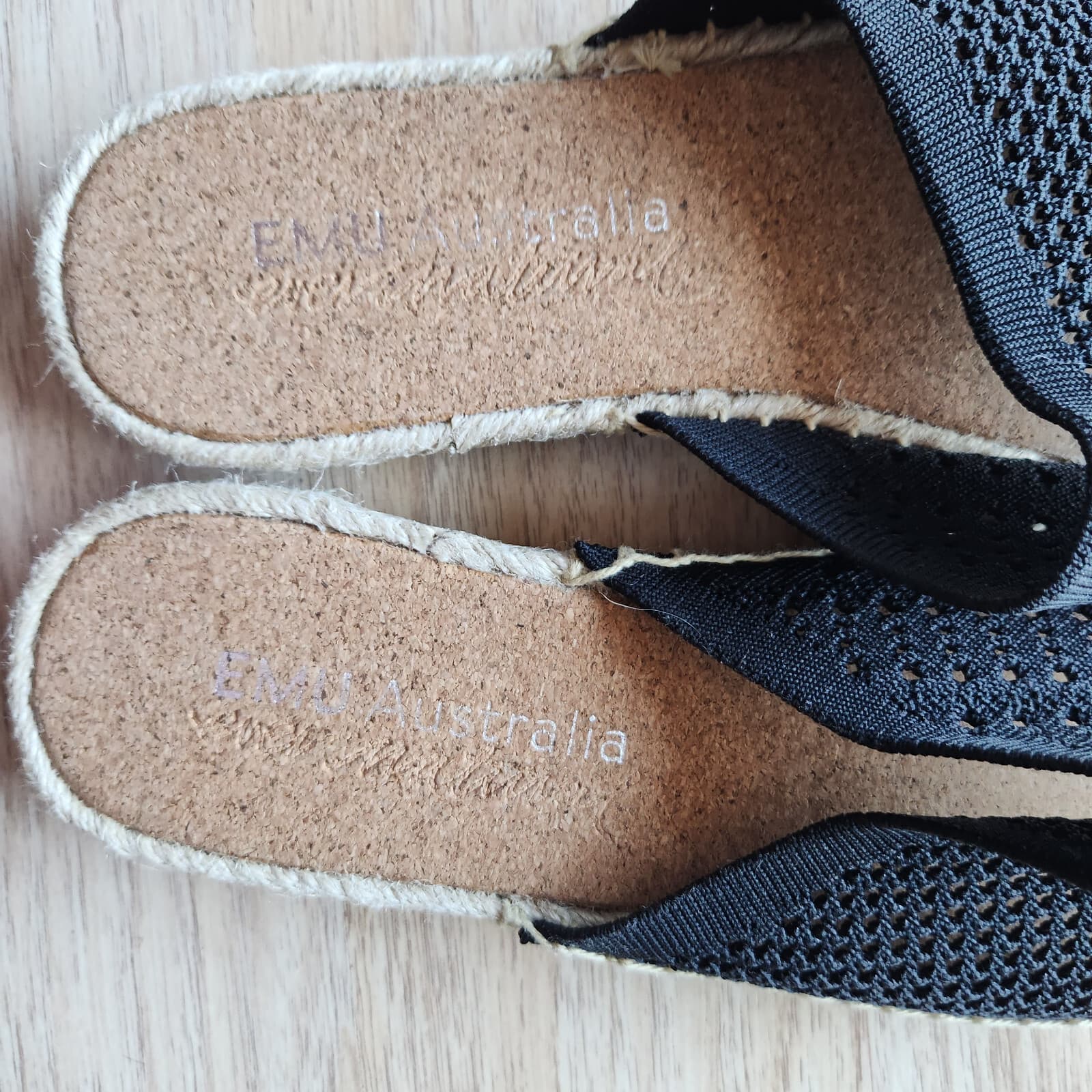 NWoB EMU Australia Ebor Mac Sandals Slide Knit Cotton Cushion Black Women's US10 - Thumbnail 11