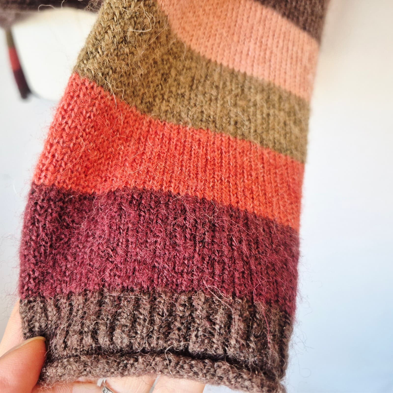 Madewell Alpaca Blend Chelsea Pocket Sweater Multi-Stripe Sweet Dahlia Women's M - Thumbnail 8