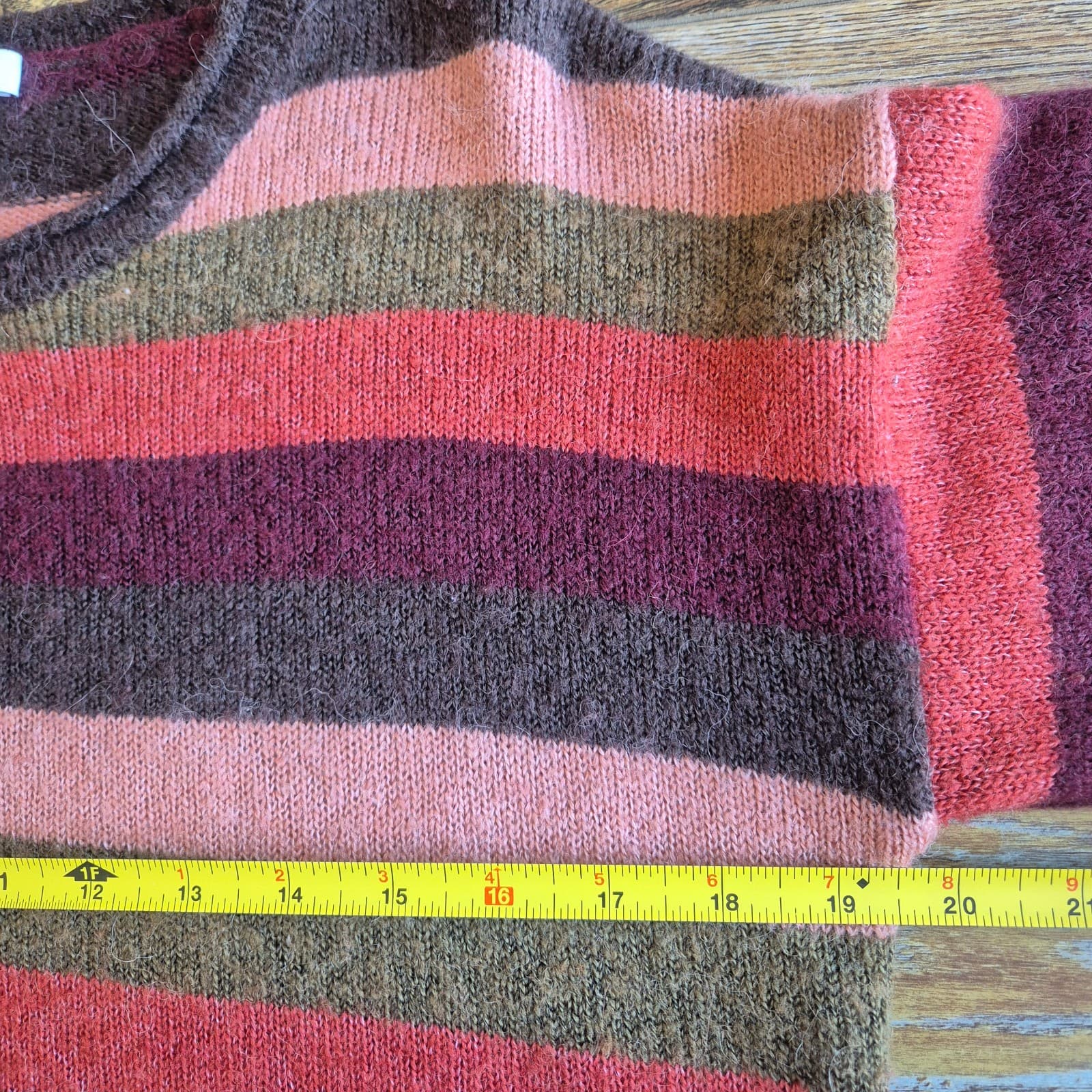 Madewell Alpaca Blend Chelsea Pocket Sweater Multi-Stripe Sweet Dahlia Women's M - Thumbnail 14