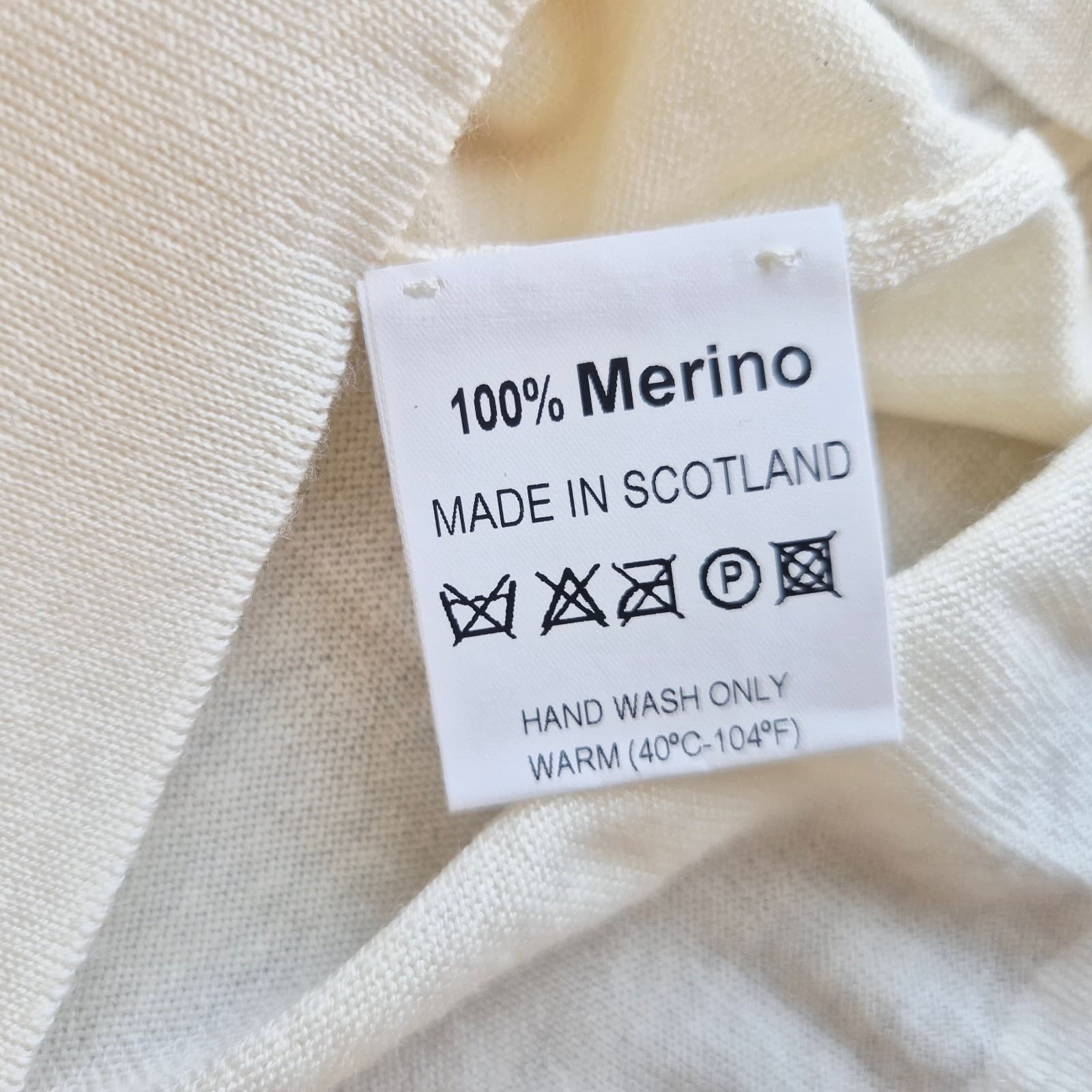 Genuine Scottish Knits 100% Merino Sweater Skipper Mill Langhlom Ivory Womens XL - Thumbnail 8