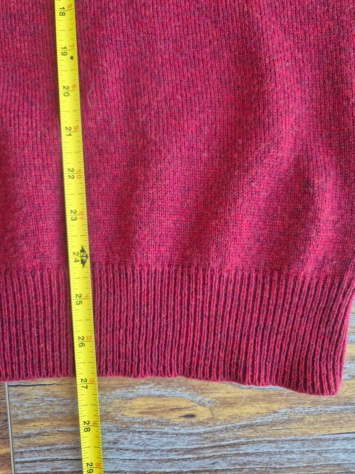 Vintage'90s J.Crew 100% Merino Wool V-Neck Pullover Sweater Red Men's Large - Thumbnail 9