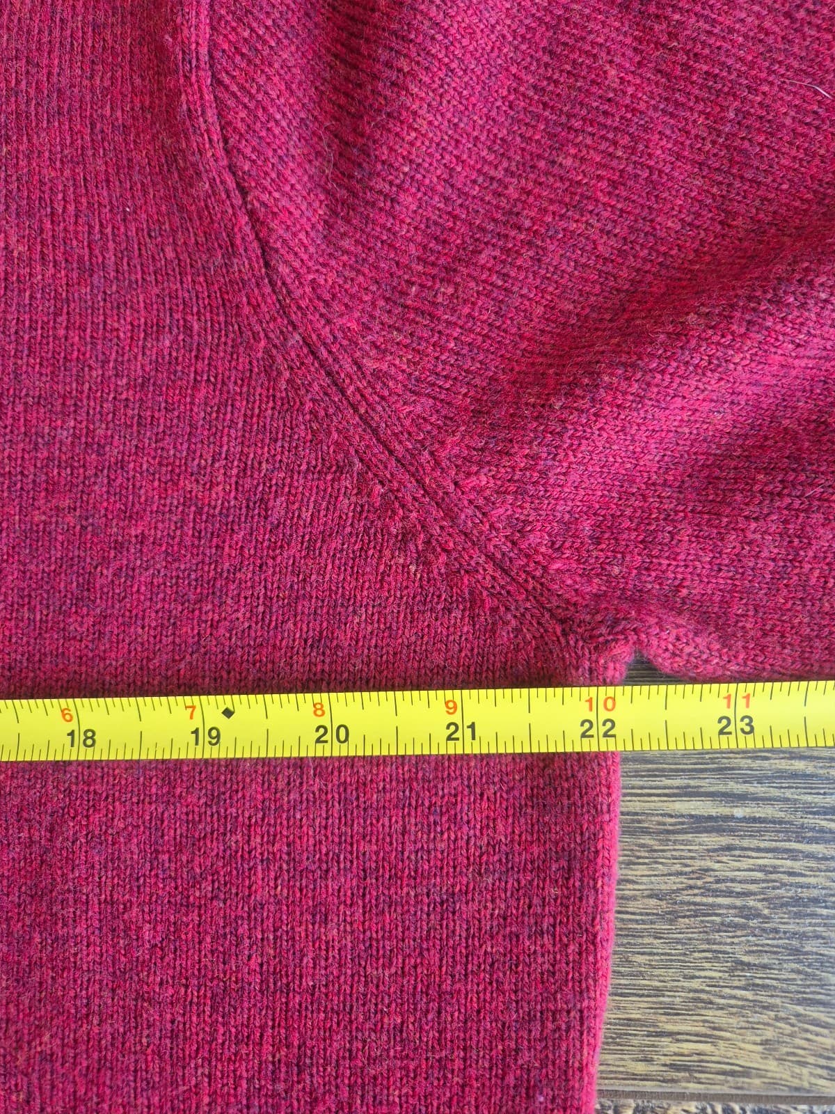 Vintage'90s J.Crew 100% Merino Wool V-Neck Pullover Sweater Red Men's Large - Thumbnail 8