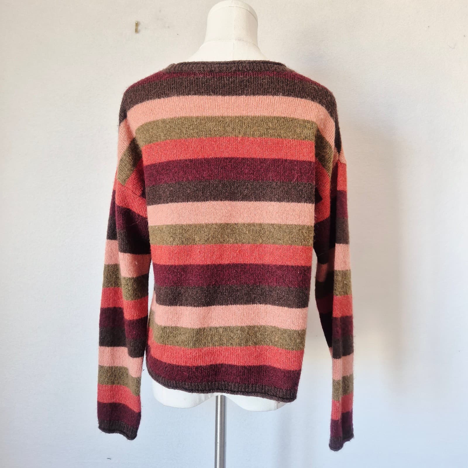 Madewell Alpaca Blend Chelsea Pocket Sweater Multi-Stripe Sweet Dahlia Women's M - Thumbnail 9