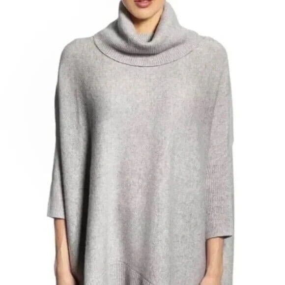 NWT +Beryll 100% Cashmere Cowl Neck Sweather Pullover Grey One Size *with Holes* - Thumbnail 2