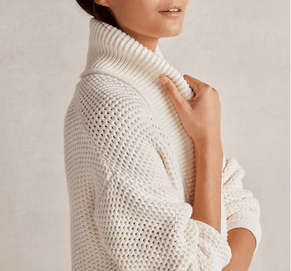 Haven Well Within 100% Cotton Chunky Grid Knit Shawl Open Cardigan Beige Sz.XL - Thumbnail 3
