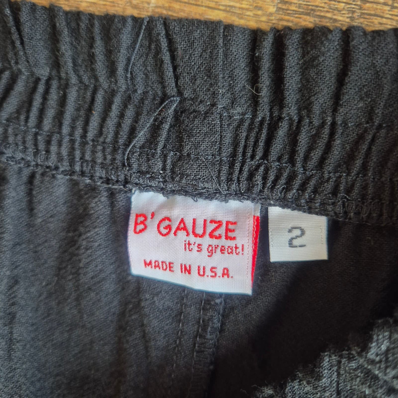 B'Gauze It's Great Lagenlook Wide-Leg Sharkbite Cropped Pant Elastic Black Sz.2 - Thumbnail 7