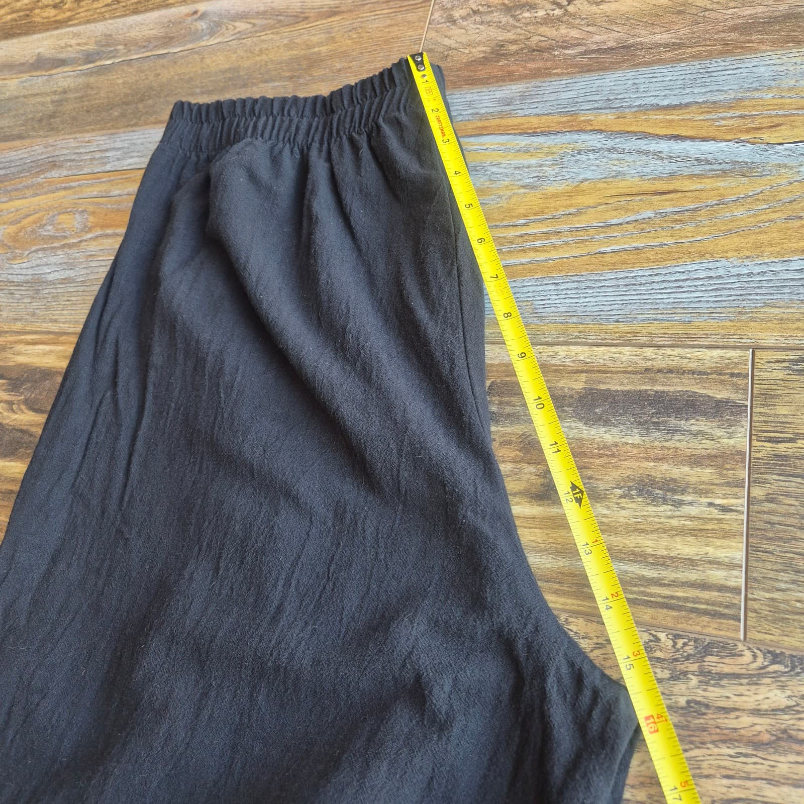 B'Gauze It's Great Lagenlook Wide-Leg Sharkbite Cropped Pant Elastic Black Sz.2 - Thumbnail 11