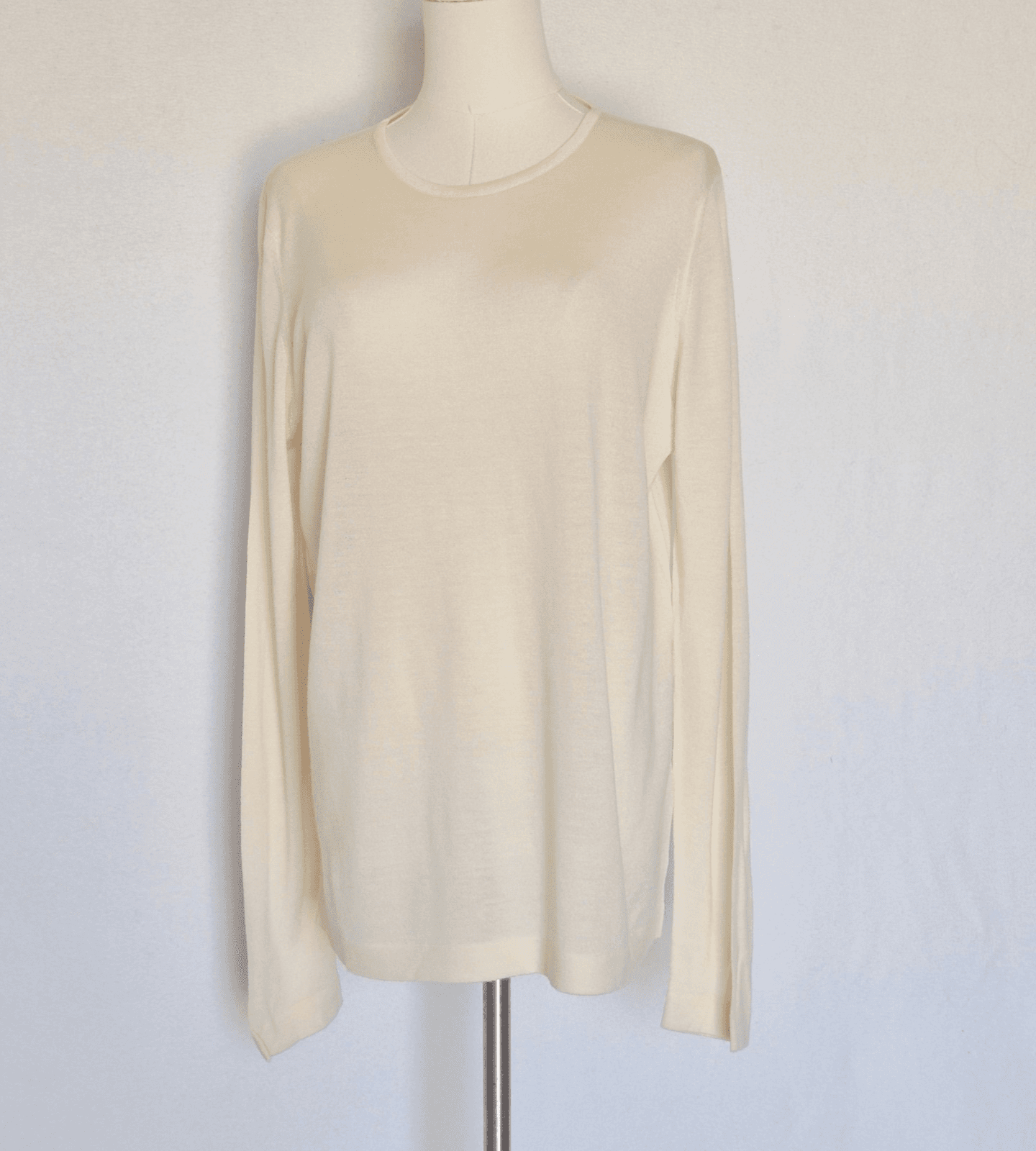 Genuine Scottish Knits 100% Merino Sweater Skipper Mill Langhlom Ivory Womens XL