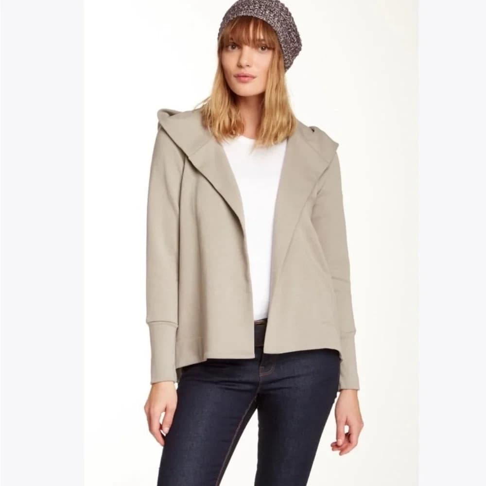 Standard James Perse French Terry Hoodie Open Sweat Cardigan Black Women's 1 (S) - Thumbnail 4