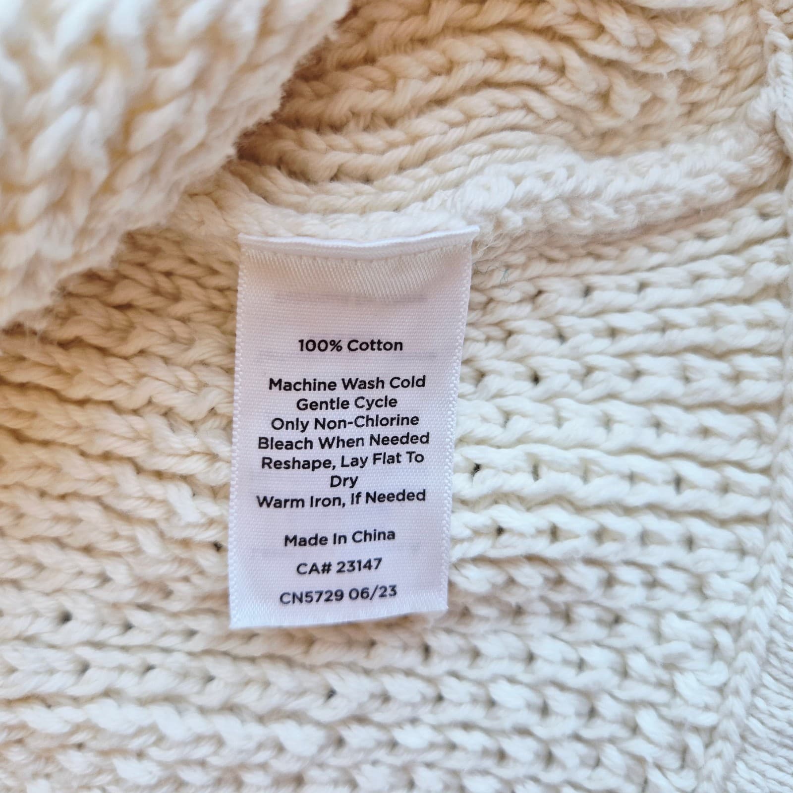Haven Well Within 100% Cotton Chunky Grid Knit Shawl Open Cardigan Beige Sz.XL - Thumbnail 10
