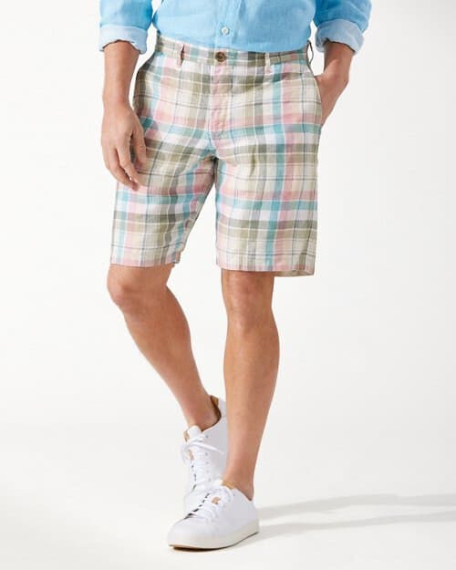 Tommy Bahama Relax 100% Linen Madras Plaid Shorts Zip Pocket Multicolor Men's 35 - Thumbnail 3