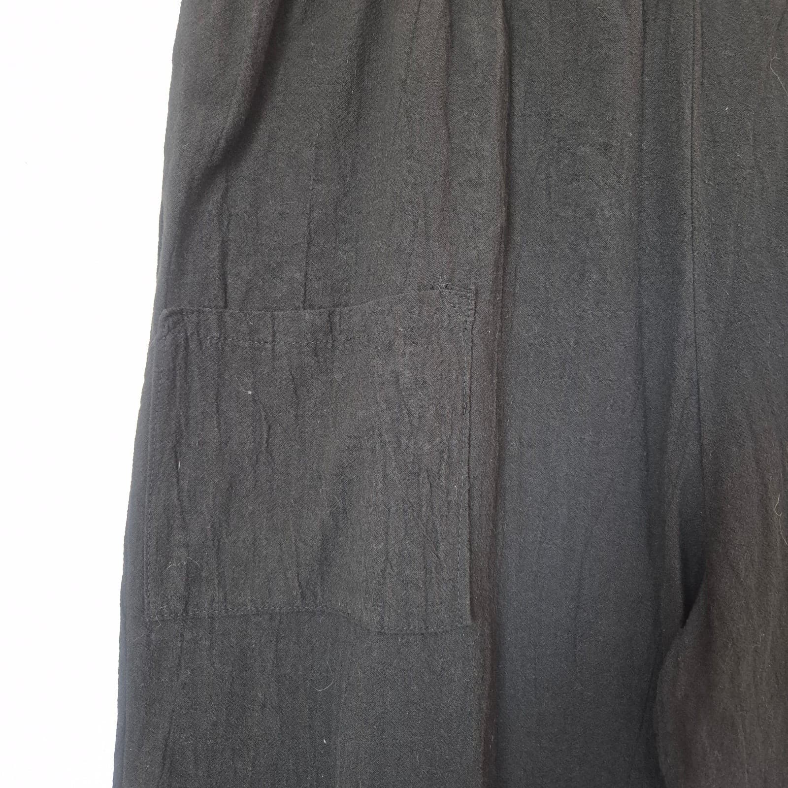 B'Gauze It's Great Lagenlook Wide-Leg Sharkbite Cropped Pant Elastic Black Sz.2 - Thumbnail 4