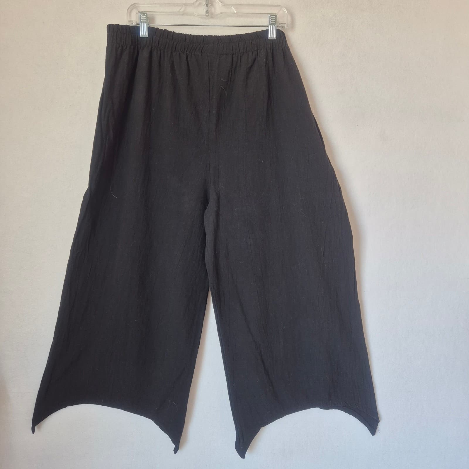 B'Gauze It's Great Lagenlook Wide-Leg Sharkbite Cropped Pant Elastic Black Sz.2 - Thumbnail 5