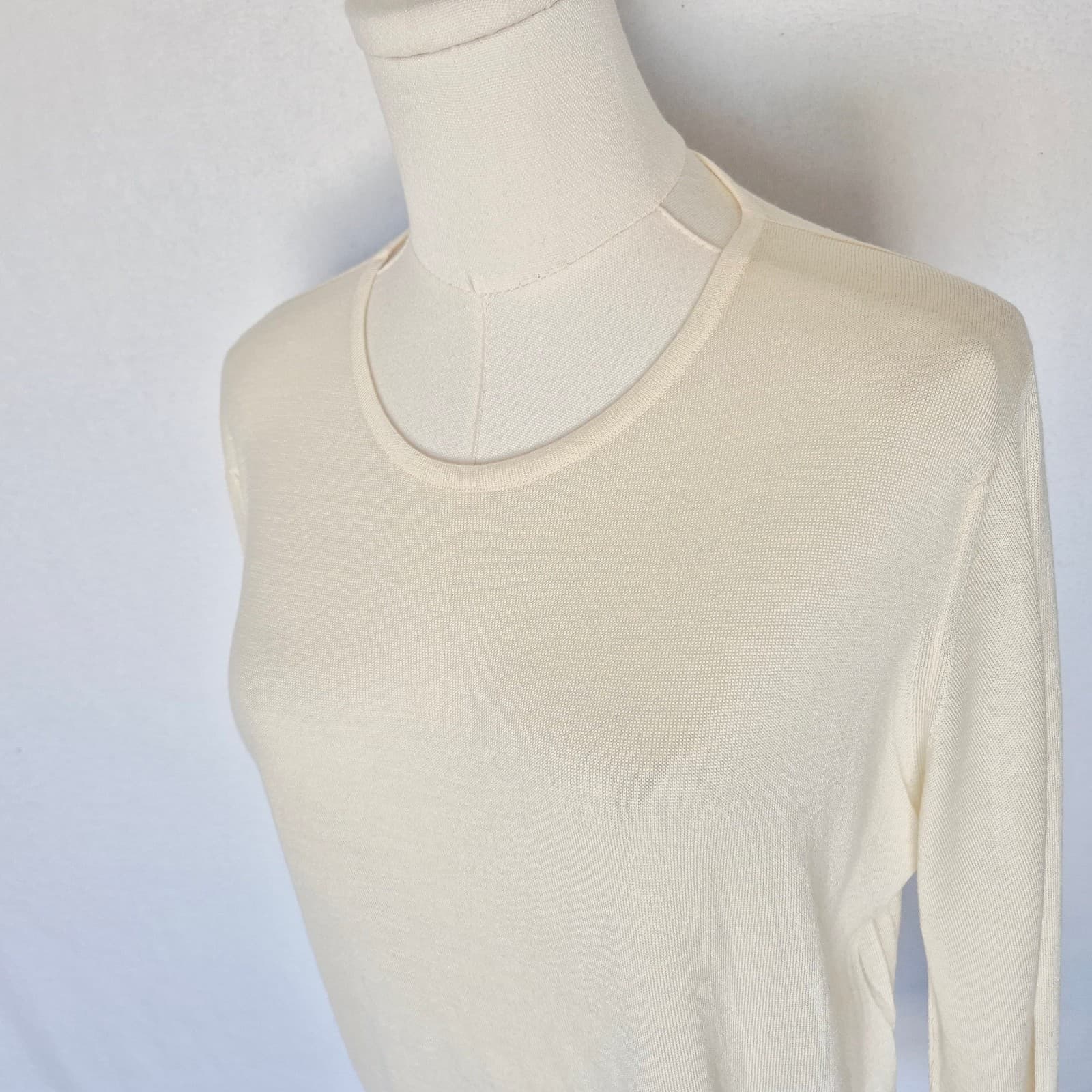 Genuine Scottish Knits 100% Merino Sweater Skipper Mill Langhlom Ivory Womens XL - Thumbnail 5