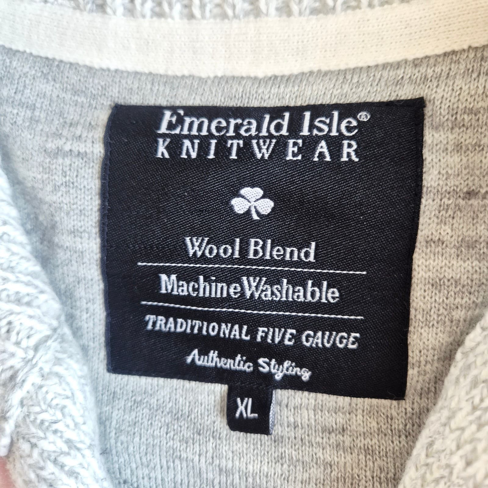New Emerald Isle Knitwear Galway Fishermen Sweater Elbow-Patch Wool Blend Men XL - Thumbnail 9