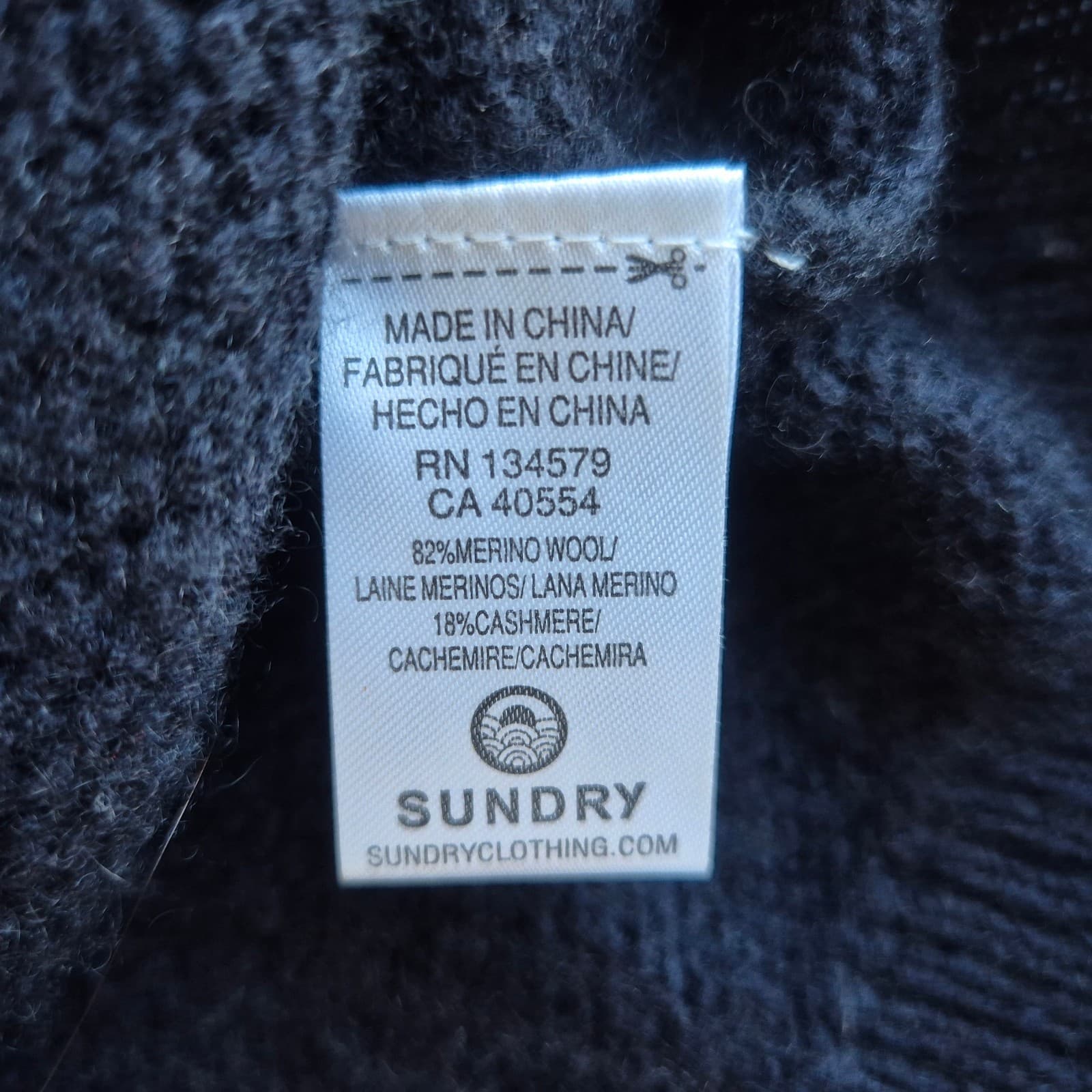 Sundry Wool Cashmere Contrast Stripe Cardigan V-Neck Button Navy Blue Womens 1/S - Thumbnail 12