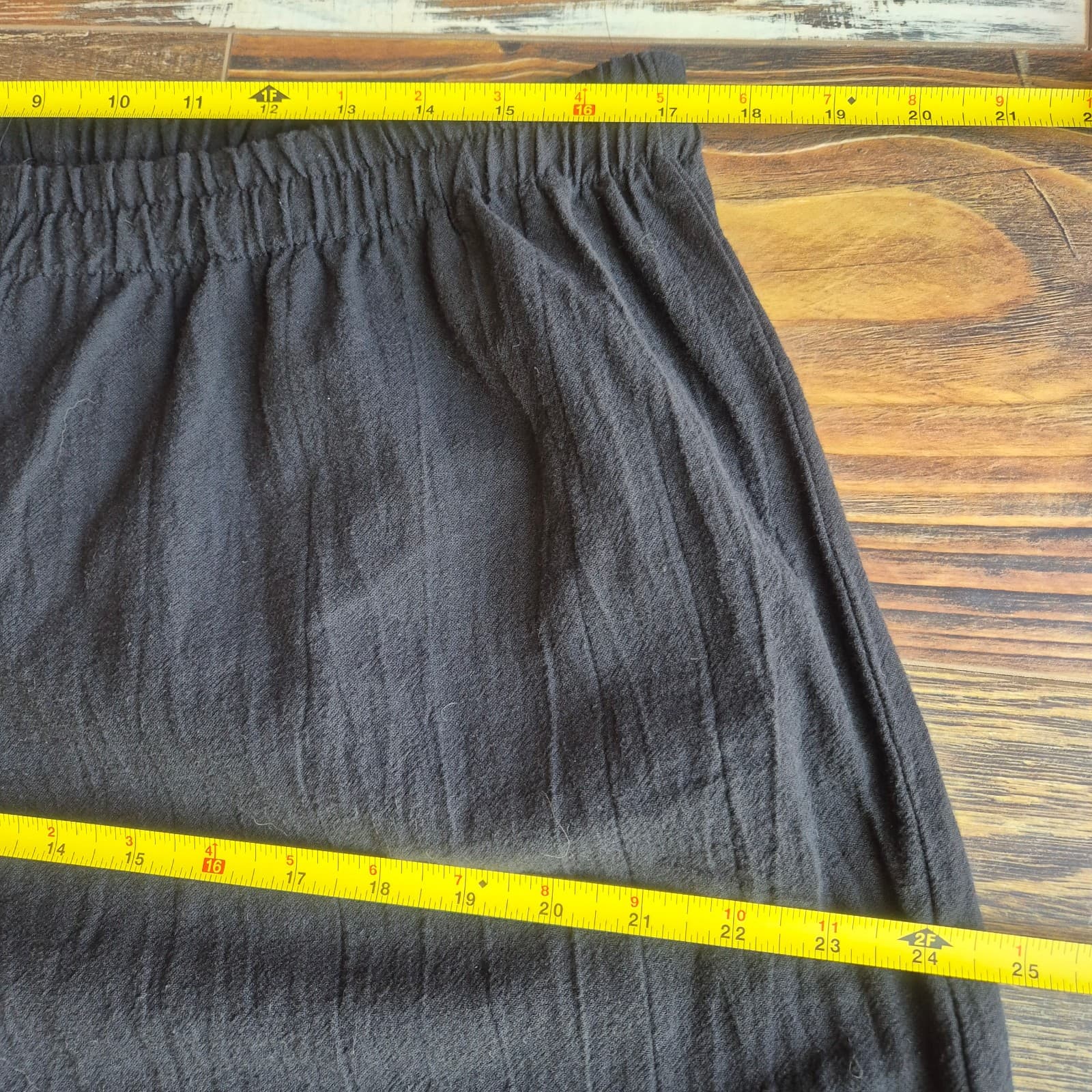 B'Gauze It's Great Lagenlook Wide-Leg Sharkbite Cropped Pant Elastic Black Sz.2 - Thumbnail 9