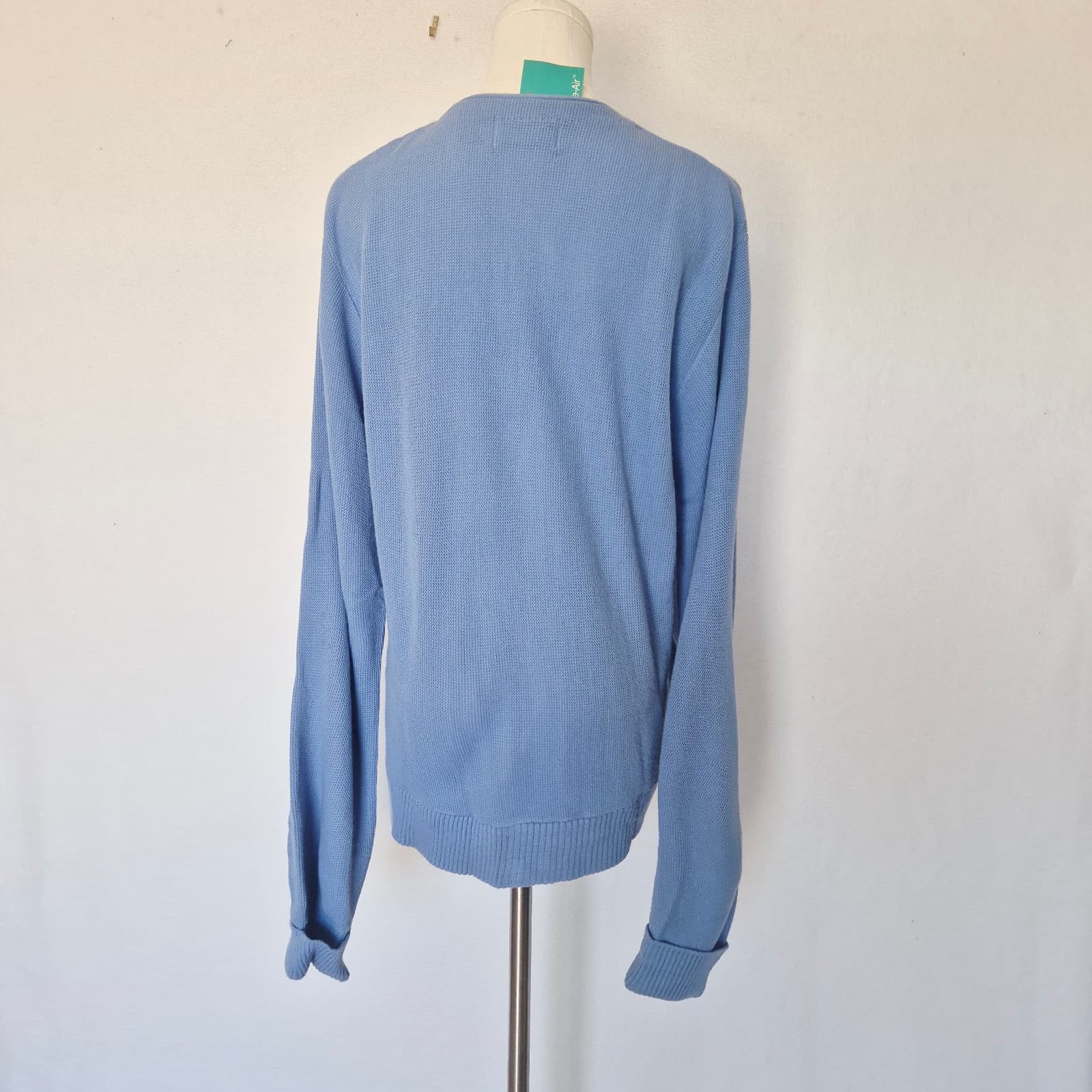 Vintage Royale-Air Made in USA Acrylic Grandpa Cardigan V-Neck Pocket Blue Sz.M - Thumbnail 5