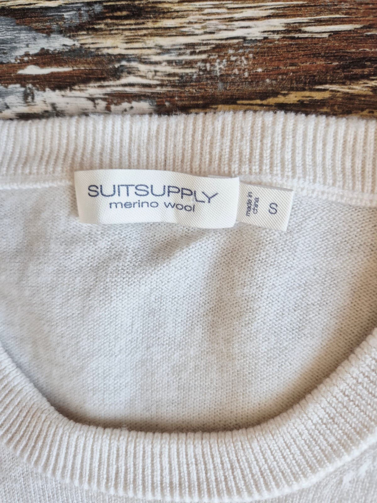 SUITSUPPLY Pure Merino Wool Crew Neck Sweater Pullover Slim Fit Cream Men's S - Thumbnail 8
