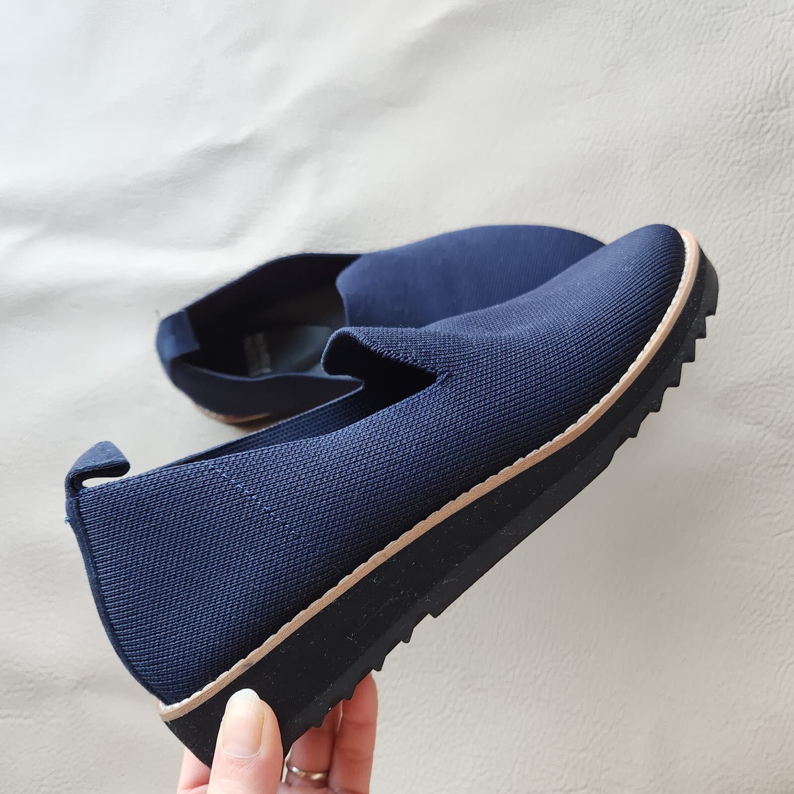 EILEEN FISHER $165 Embrace Recycled Stretch Knit Loafer Platform Navy Blue US7 - Thumbnail 4