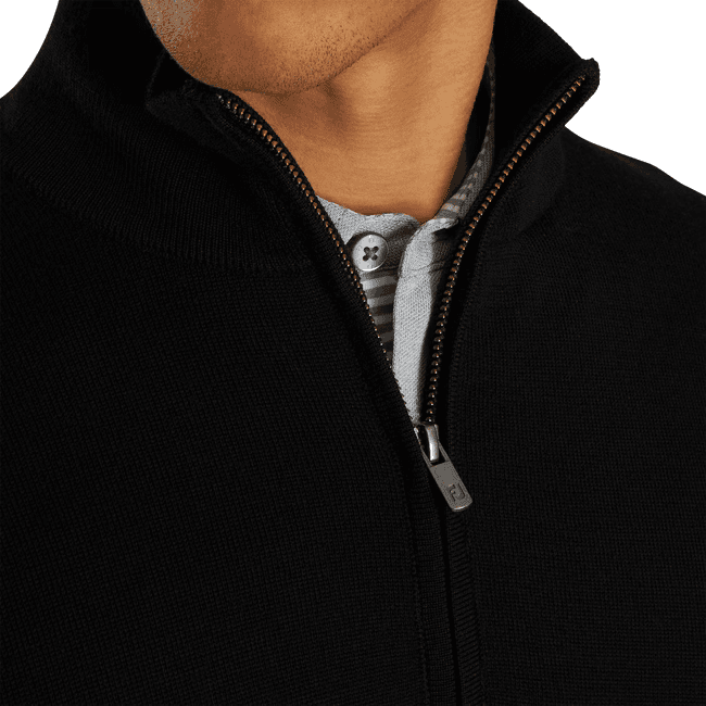 FootJoy Men's L Wool Quarter-Zip Lined Performance Windproof Sweater Navy Blue - Thumbnail 5