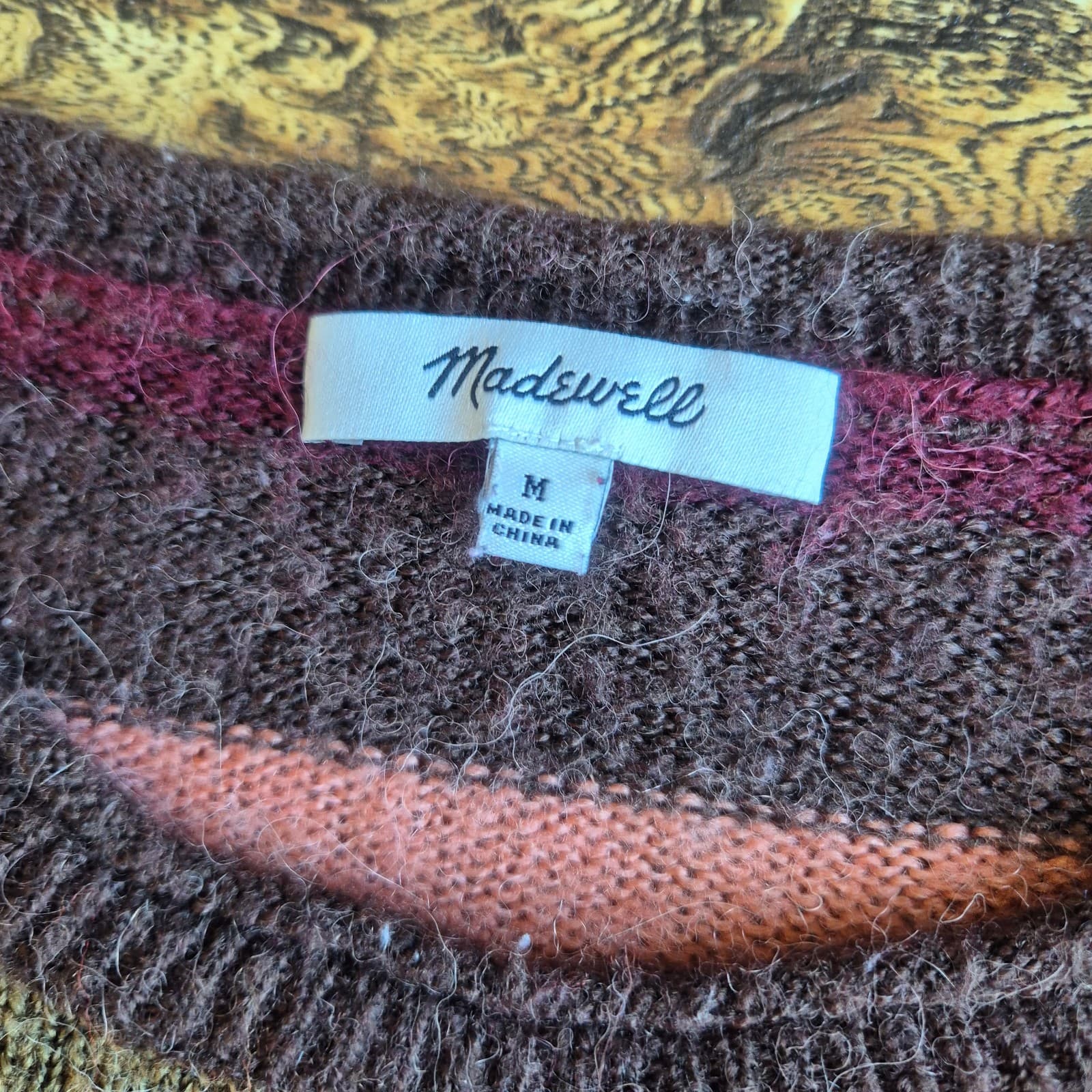 Madewell Alpaca Blend Chelsea Pocket Sweater Multi-Stripe Sweet Dahlia Women's M - Thumbnail 10