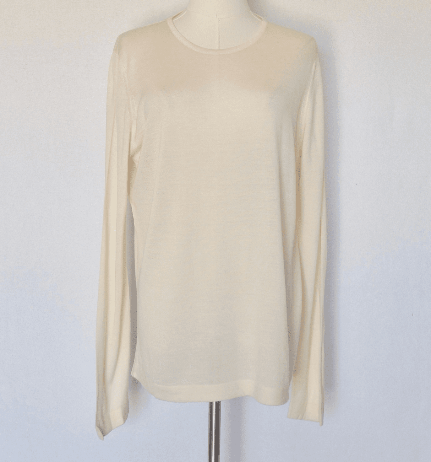 Genuine Scottish Knits 100% Merino Sweater Skipper Mill Langhlom Ivory Womens XL - Thumbnail 2
