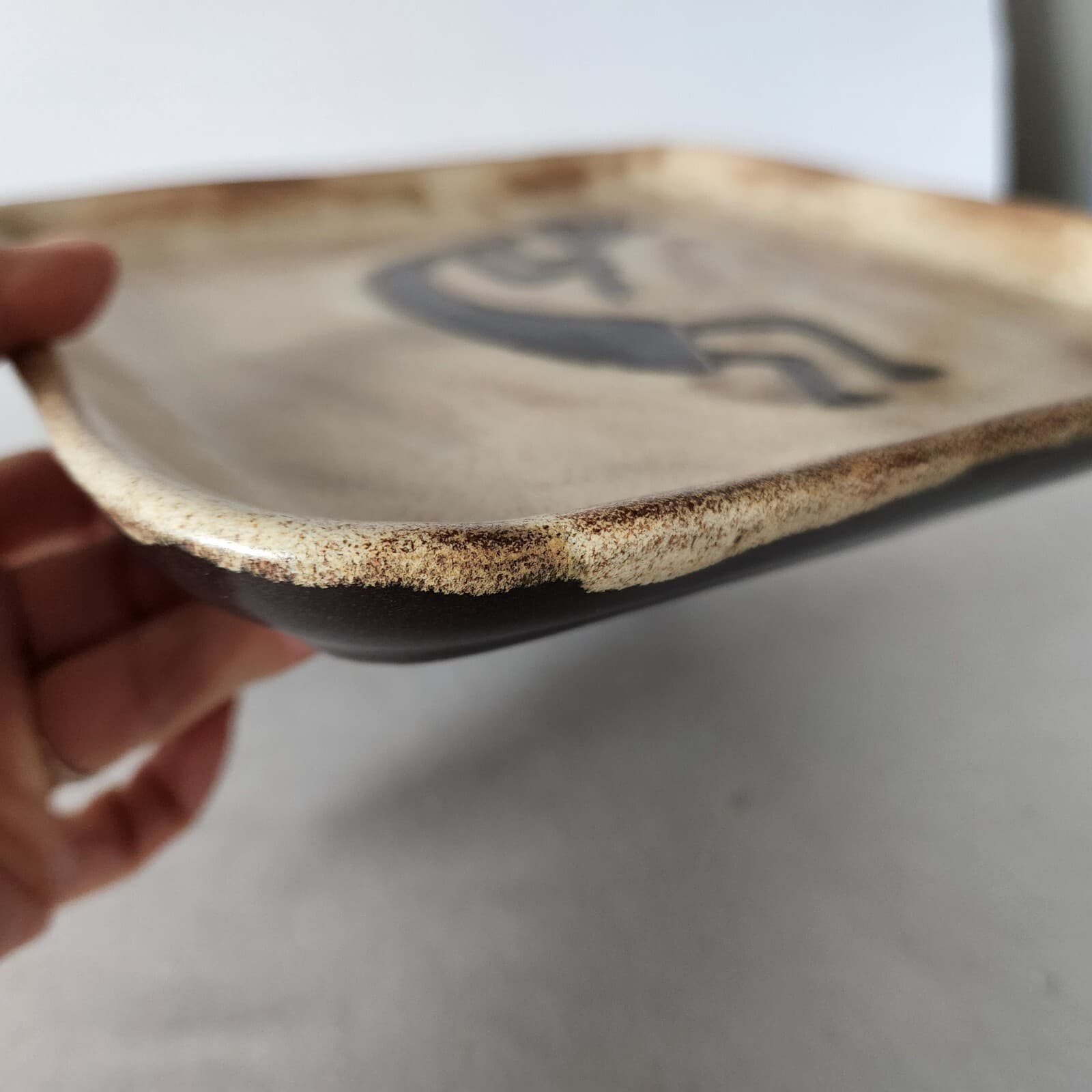 Design by Mara Mexico Pottery Stoneware Kokopelli Musician 9" Square Salad Plate - Thumbnail 4