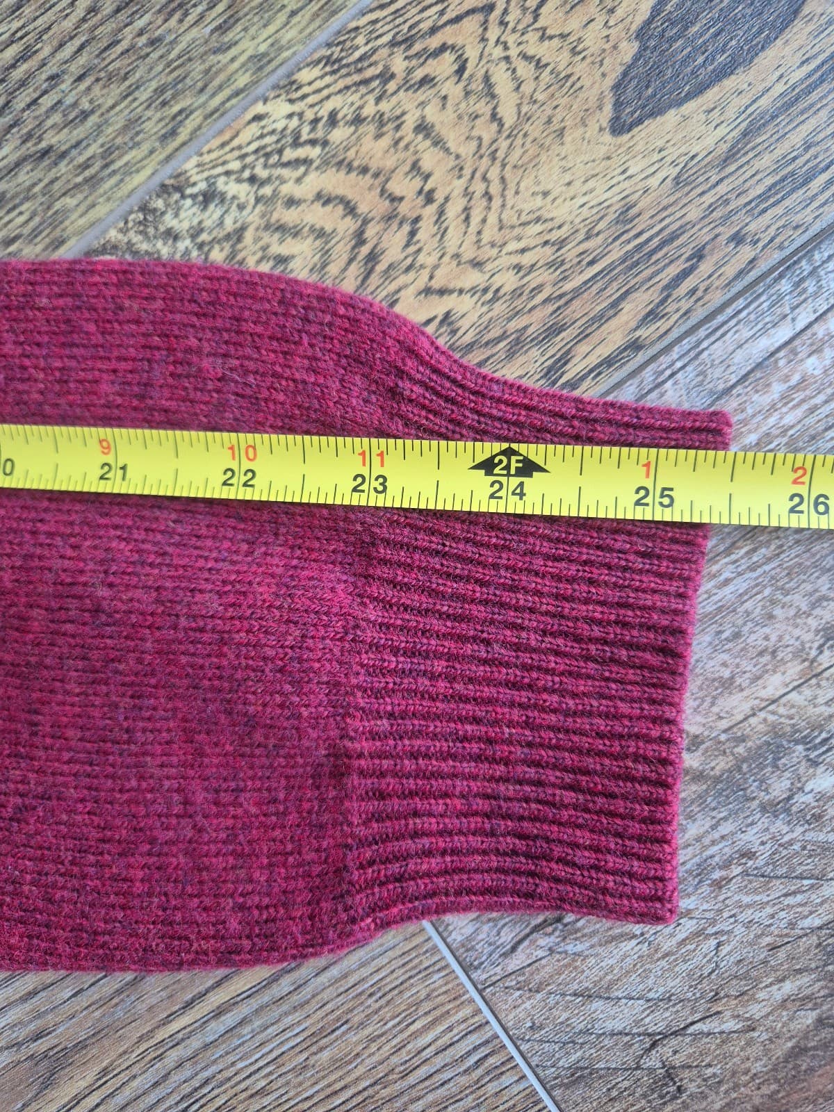 Vintage'90s J.Crew 100% Merino Wool V-Neck Pullover Sweater Red Men's Large - Thumbnail 7