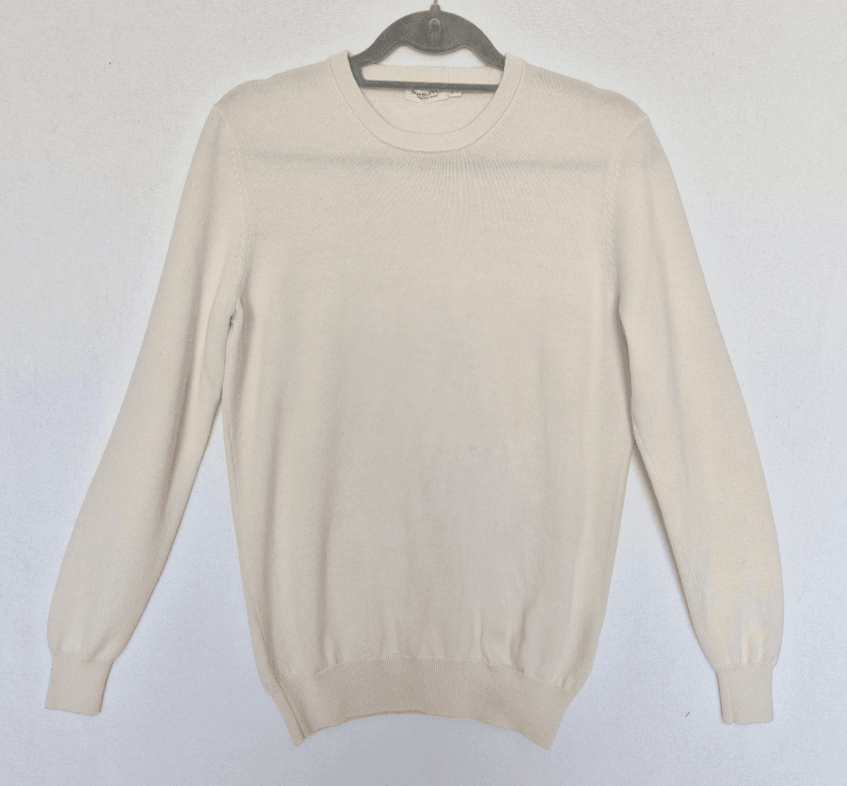 SUITSUPPLY Pure Merino Wool Crew Neck Sweater Pullover Slim Fit Cream Men's S - Thumbnail 4