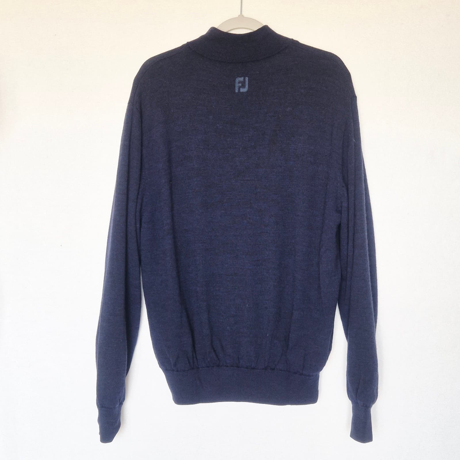 FootJoy Men's L Wool Quarter-Zip Lined Performance Windproof Sweater Navy Blue - Thumbnail 7