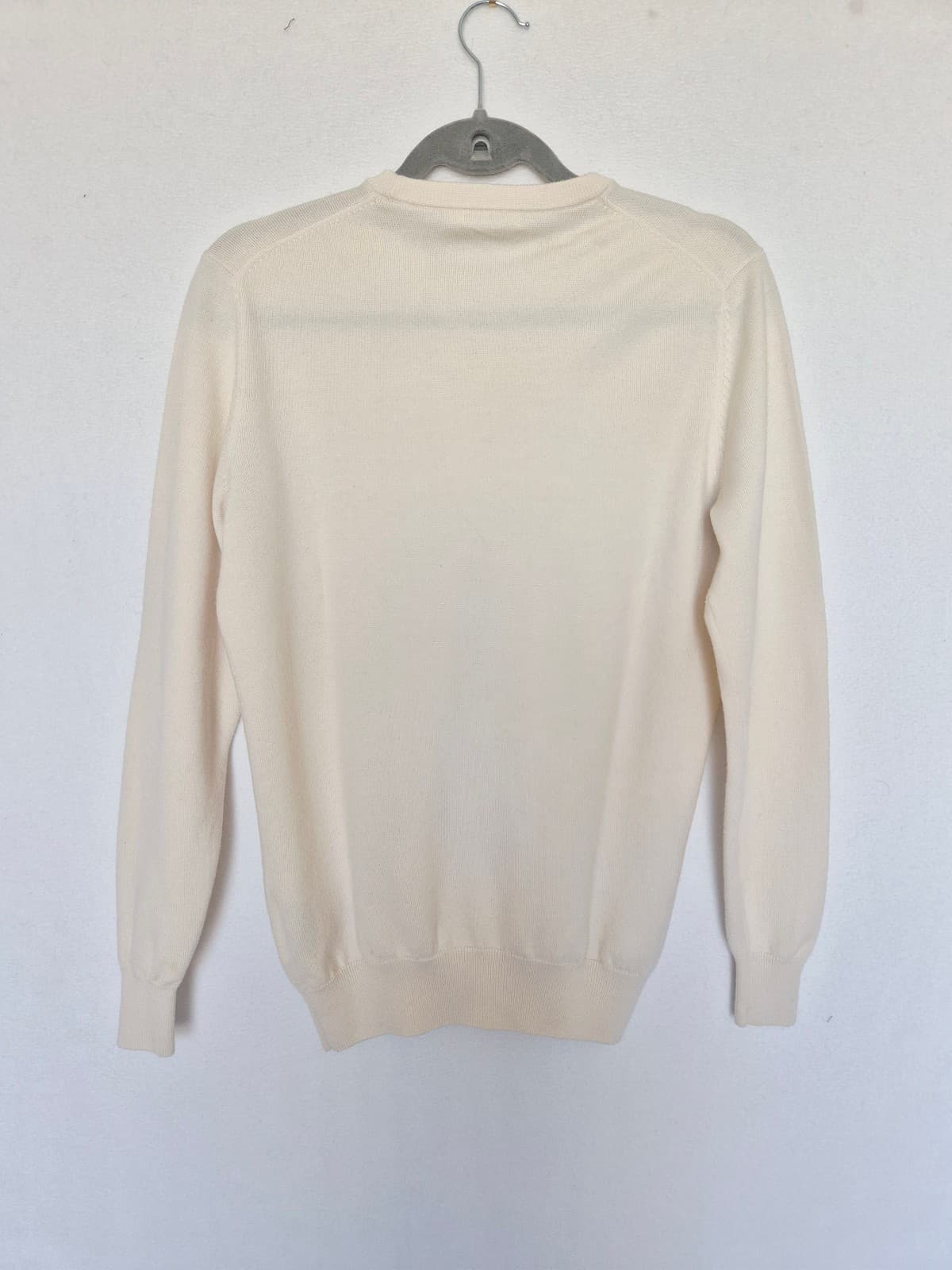 SUITSUPPLY Pure Merino Wool Crew Neck Sweater Pullover Slim Fit Cream Men's S - Thumbnail 7
