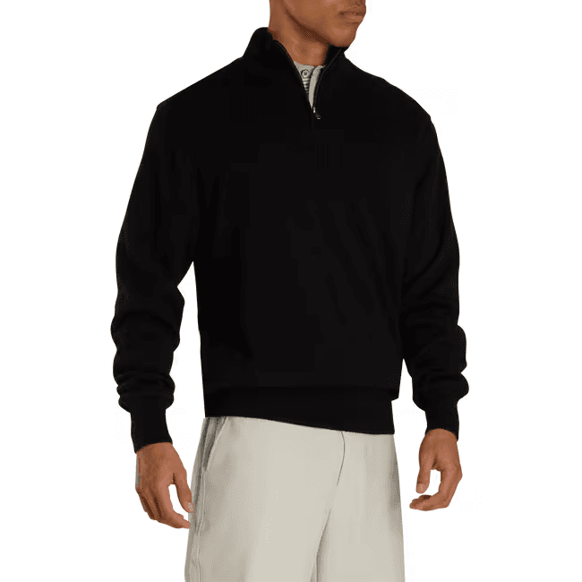 FootJoy Men's L Wool Quarter-Zip Lined Performance Windproof Sweater Navy Blue - Thumbnail 4