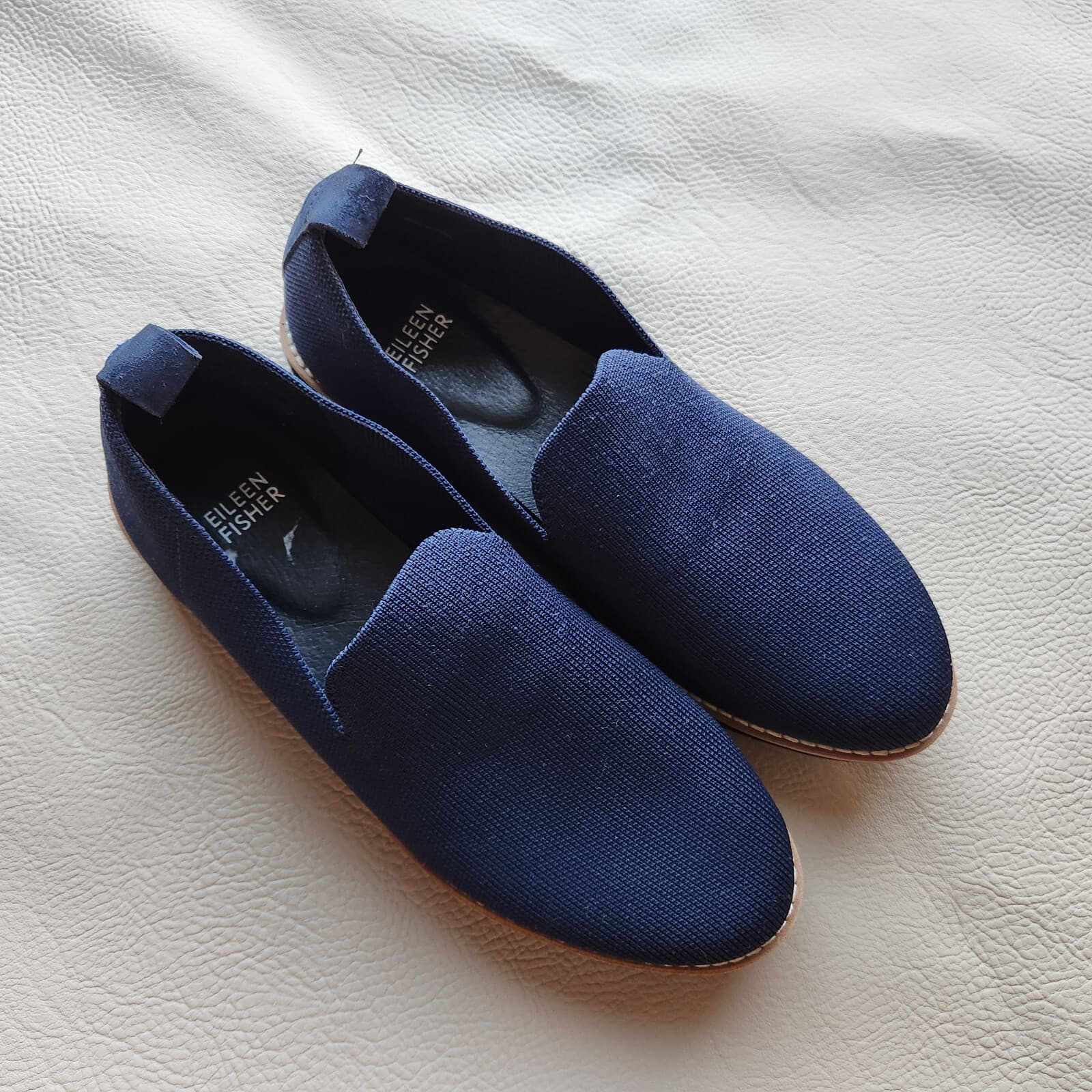 EILEEN FISHER $165 Embrace Recycled Stretch Knit Loafer Platform Navy Blue US7 - Thumbnail 3