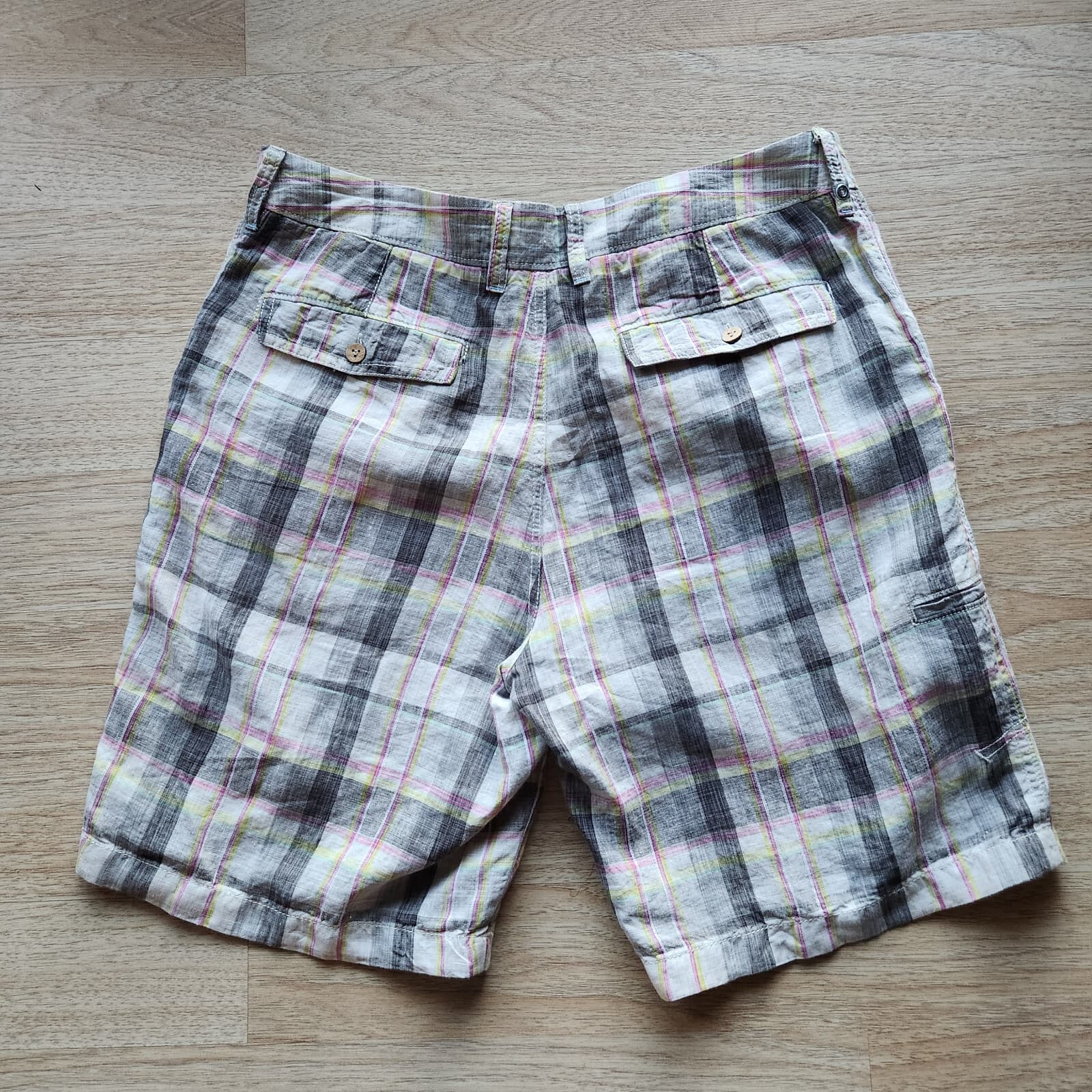 Tommy Bahama Relax 100% Linen Madras Plaid Shorts Zip Pocket Multicolor Men's 35 - Thumbnail 2