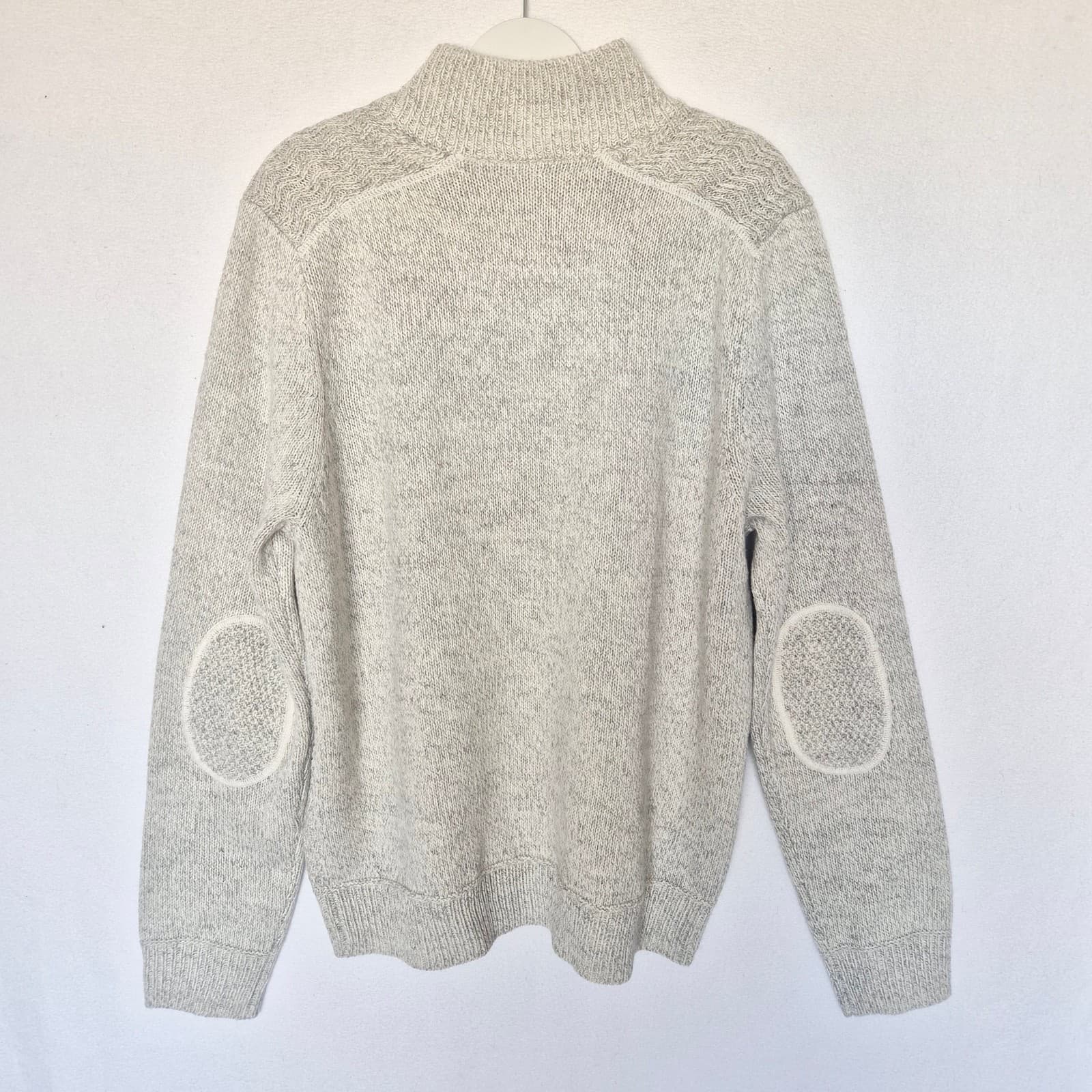 New Emerald Isle Knitwear Galway Fishermen Sweater Elbow-Patch Wool Blend Men XL - Thumbnail 7