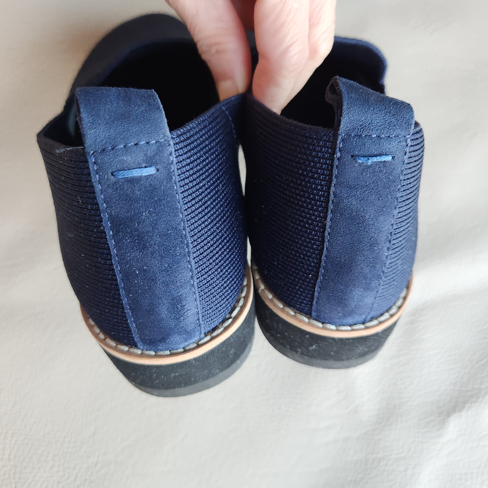 EILEEN FISHER $165 Embrace Recycled Stretch Knit Loafer Platform Navy Blue US7 - Thumbnail 9