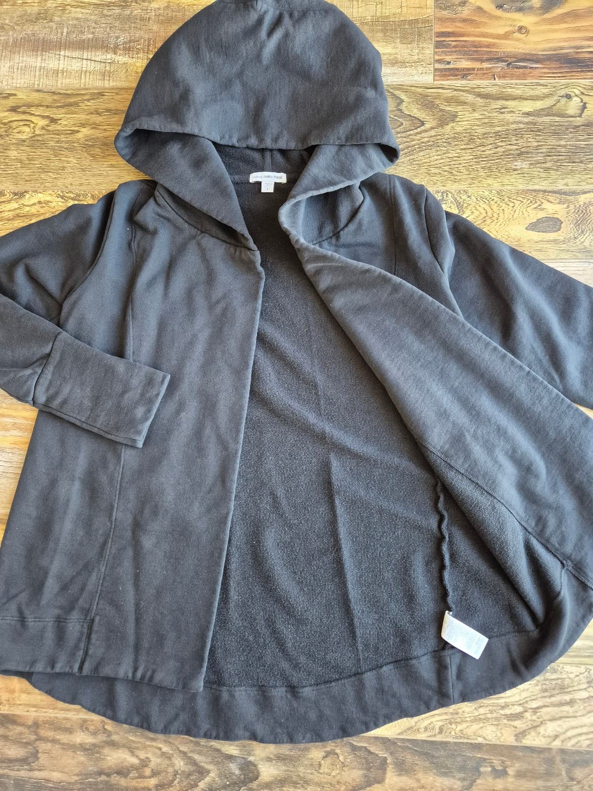 Standard James Perse French Terry Hoodie Open Sweat Cardigan Black Women's 1 (S) - Thumbnail 6
