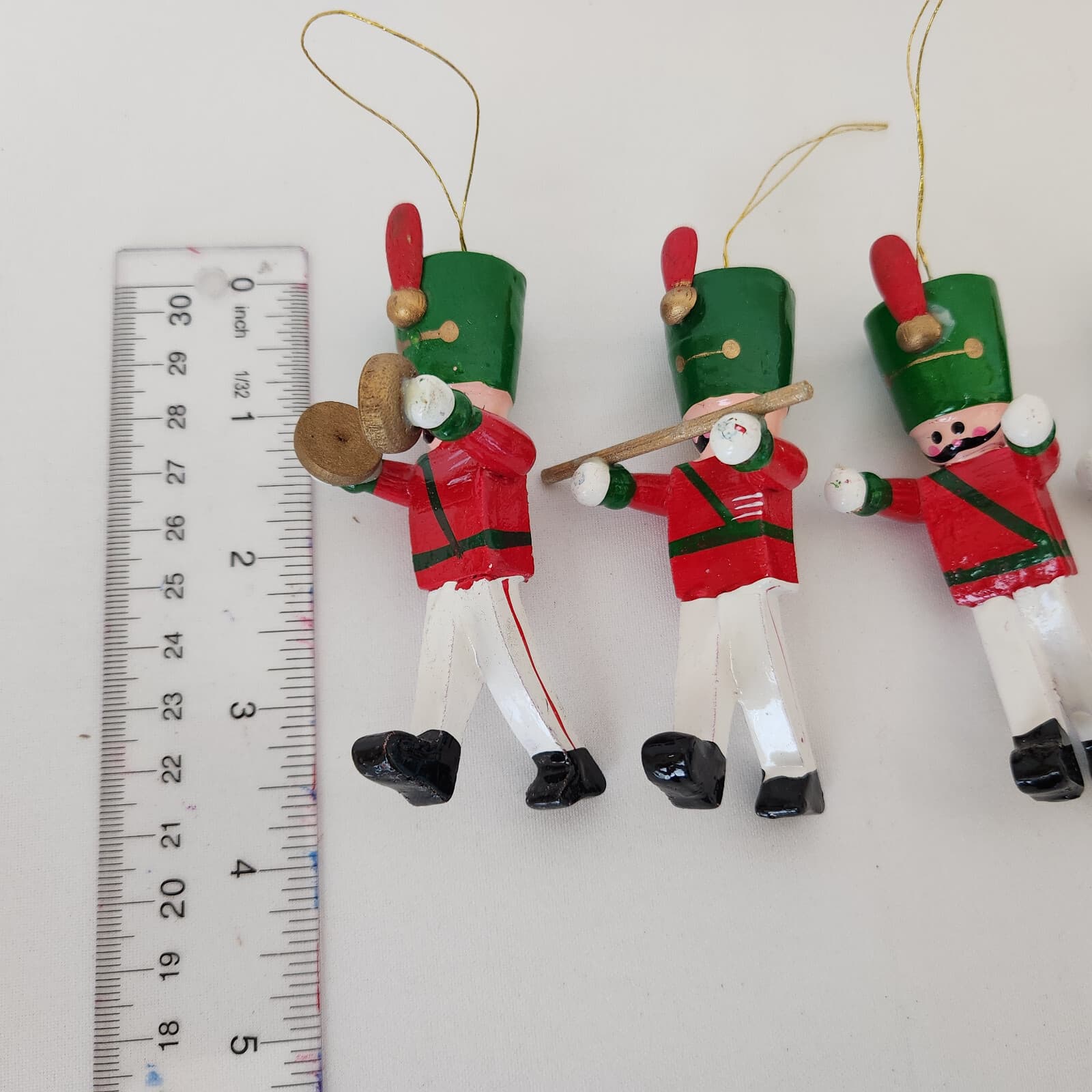 Vintage 5 Pieces Wooden Soldier Nutcracker Christmas Ornaments Made in Taiwan - Thumbnail 8