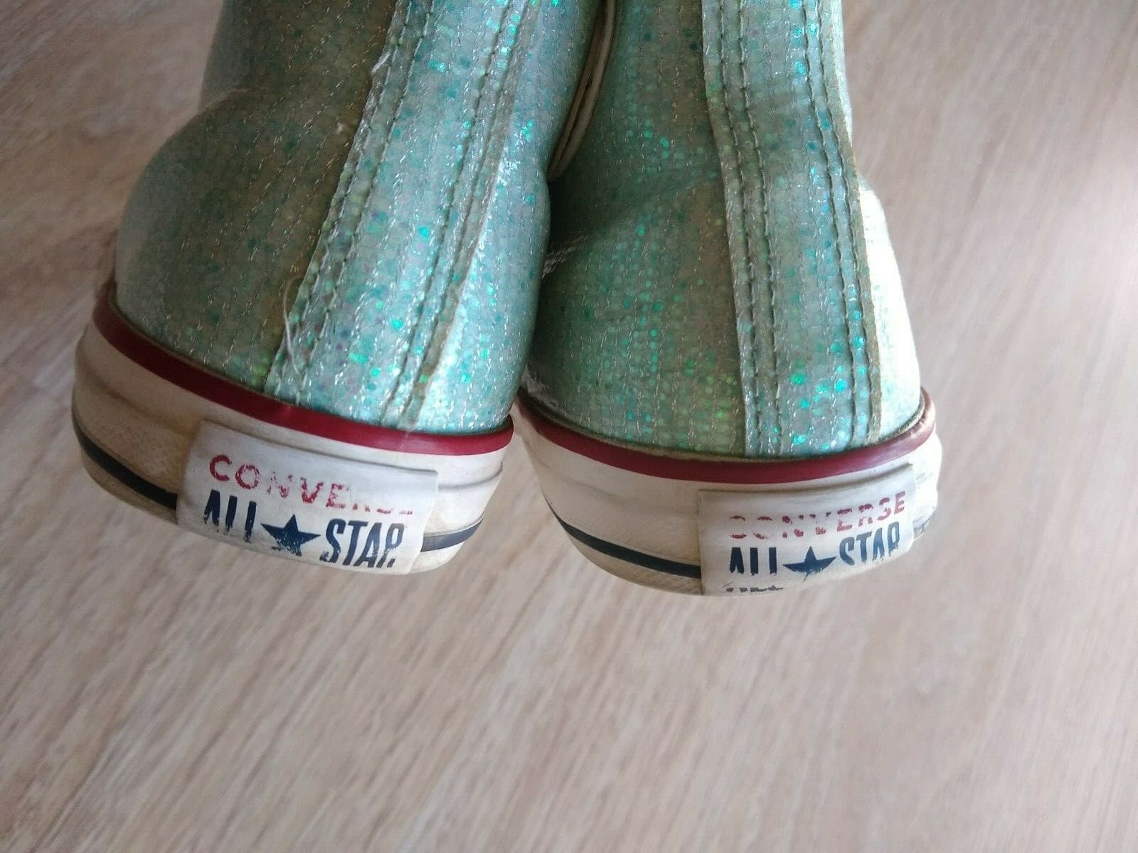 Converse Chuck Taylor All Star Junior High Top Ankle Sneaker Sparkle Mint US5 - Thumbnail 6
