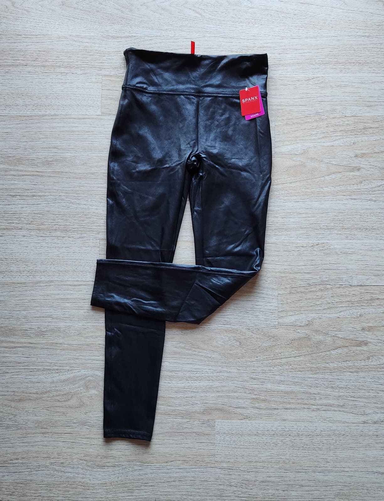 NWT SPANX $98 Faux Leather Shape Ankle Legging High Rise Stretch Black Womens XL - Thumbnail 2