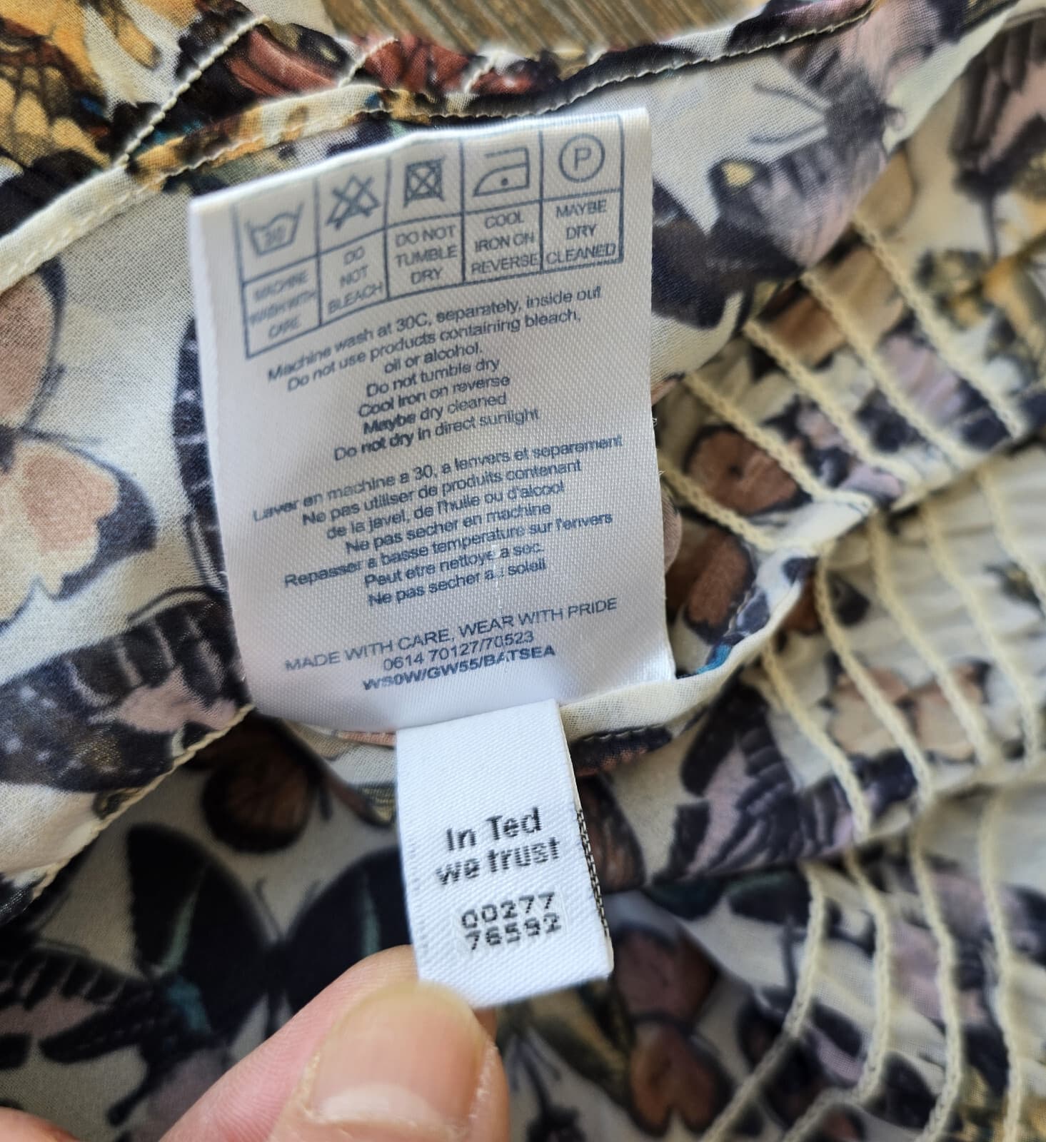 Ted Baker London Butterfly Printed Ruffle Sheer Chiffon Blouse Cream Sz.3 (8) - Thumbnail 11